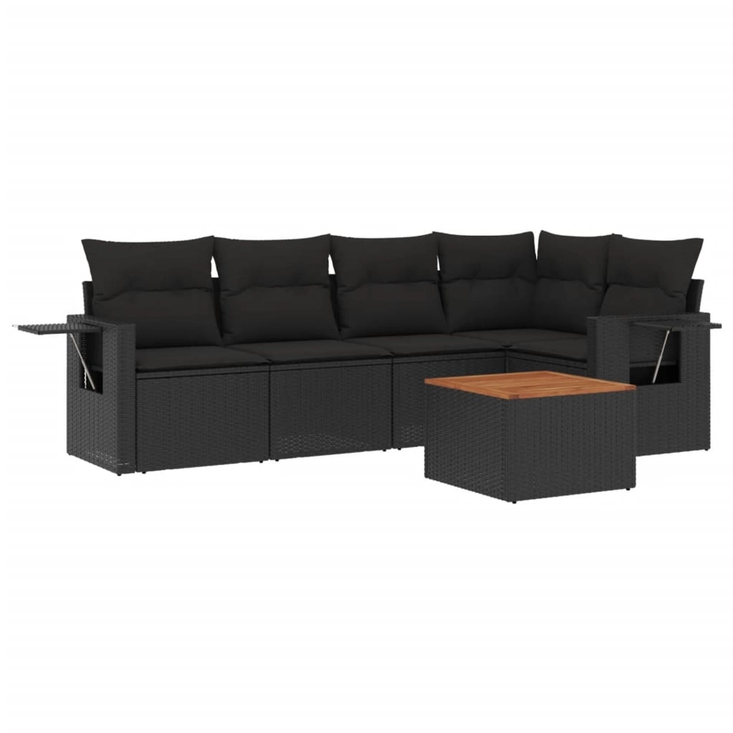 vidaXL 6-Tlg Garten-Sofagarnitur mit Kissen Schwarz Poly Rattan 3256881 günstig online kaufen