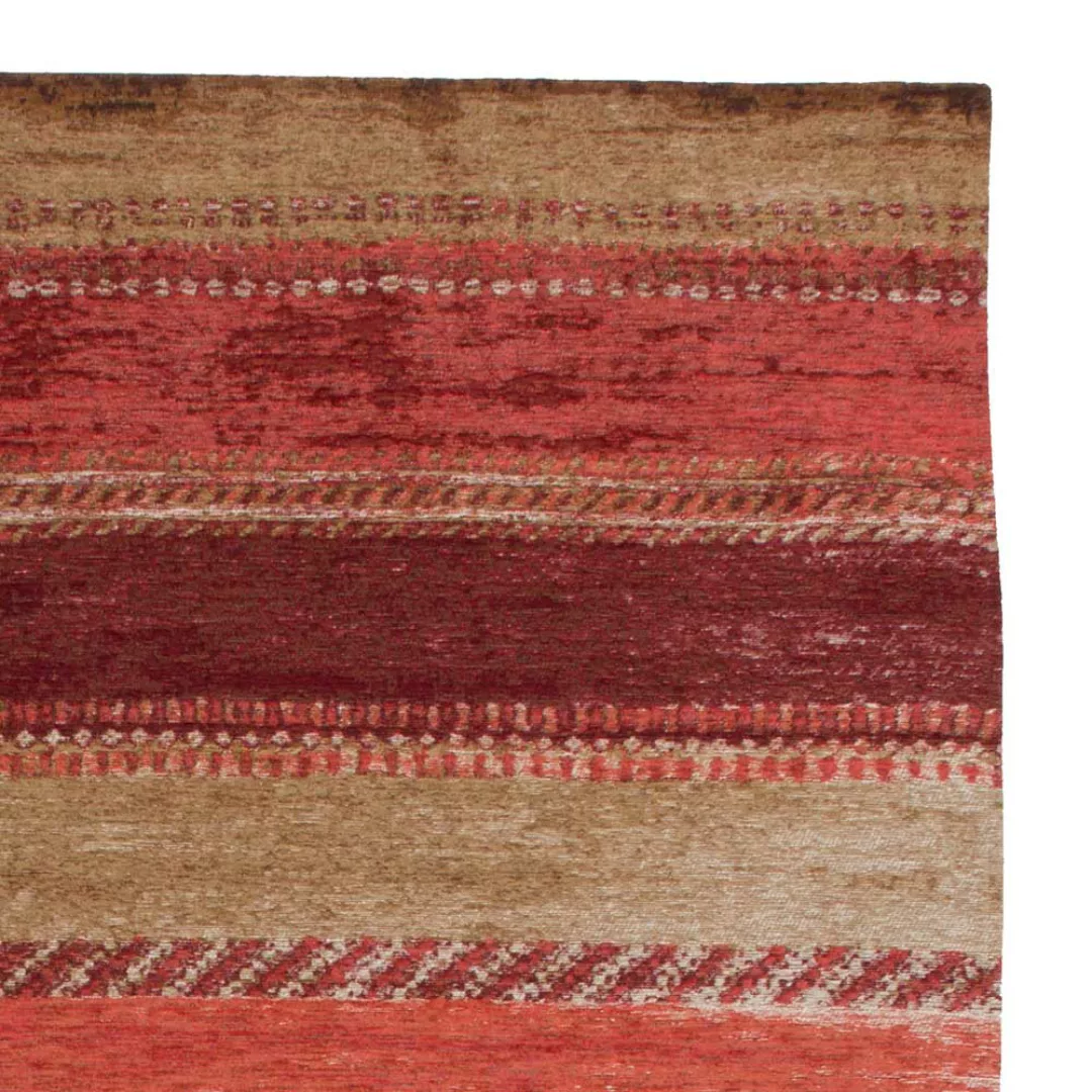 Kurzflor Teppich in Rot und Beige Vintage Design günstig online kaufen