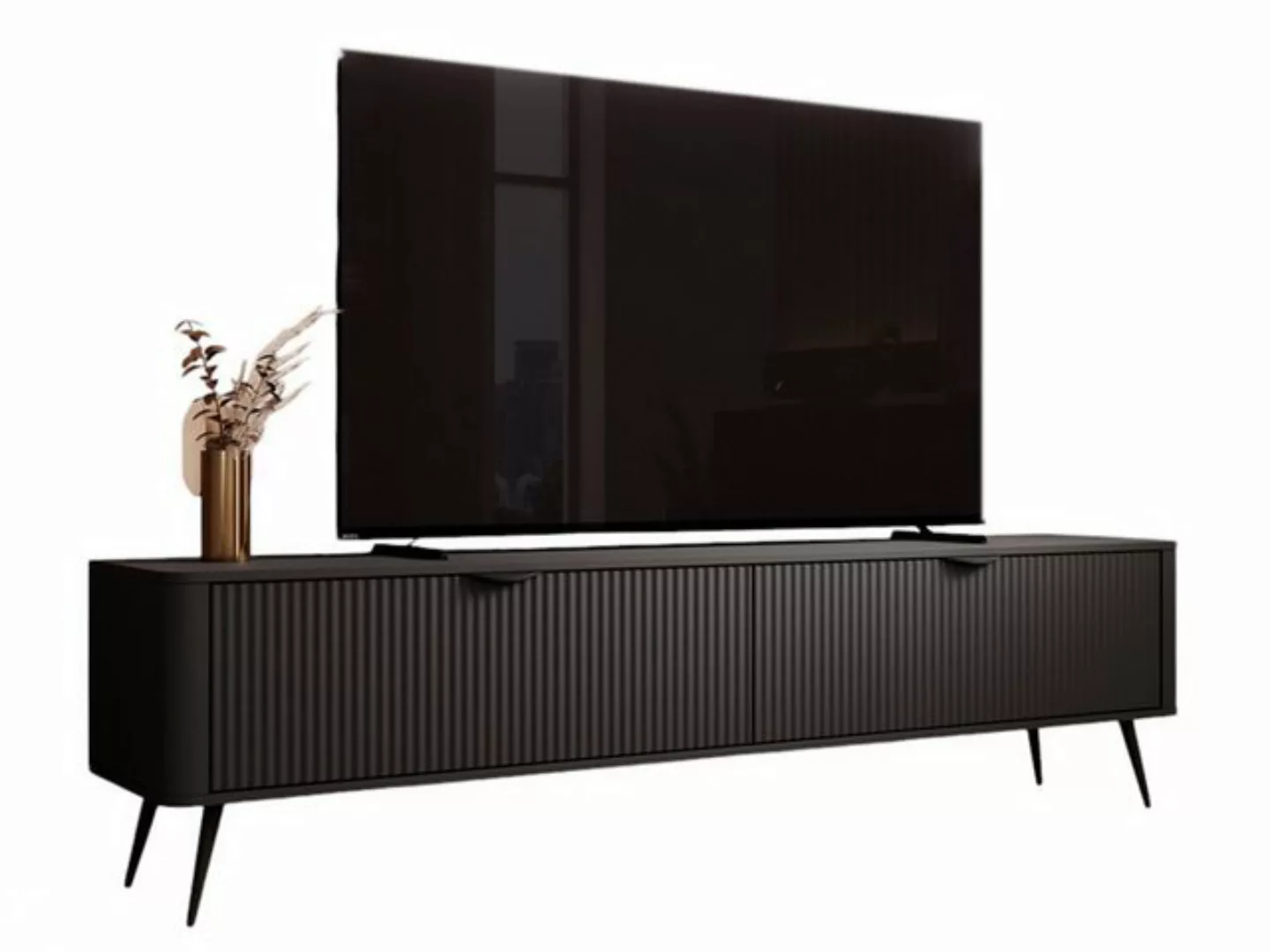 Compleo TV-Schrank BELLO zweitürig, Modern Wohnzimmer, gerifflete Front günstig online kaufen