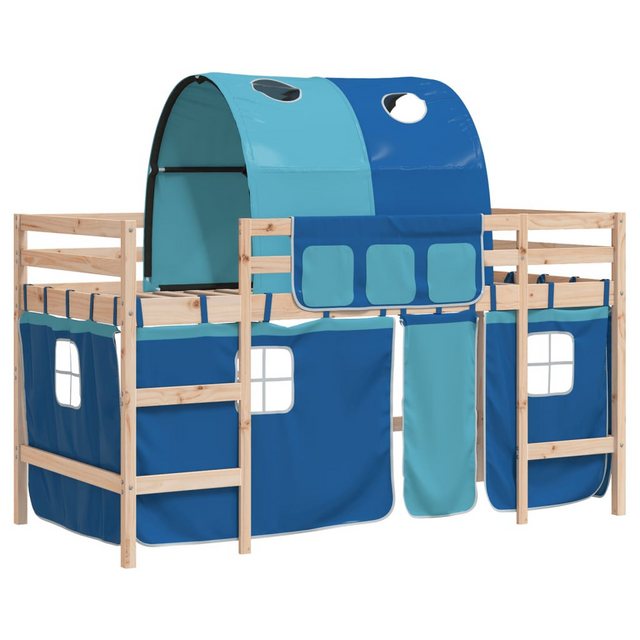 vidaXL Kinderbett Kinderhochbett mit Tunnel Blau 80x200 cm Massivholz Kiefe günstig online kaufen
