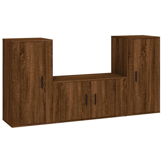 furnicato TV-Schrank 3-tlg. TV-Schrank-Set Braun Eichen-Optik Holzwerkstoff günstig online kaufen