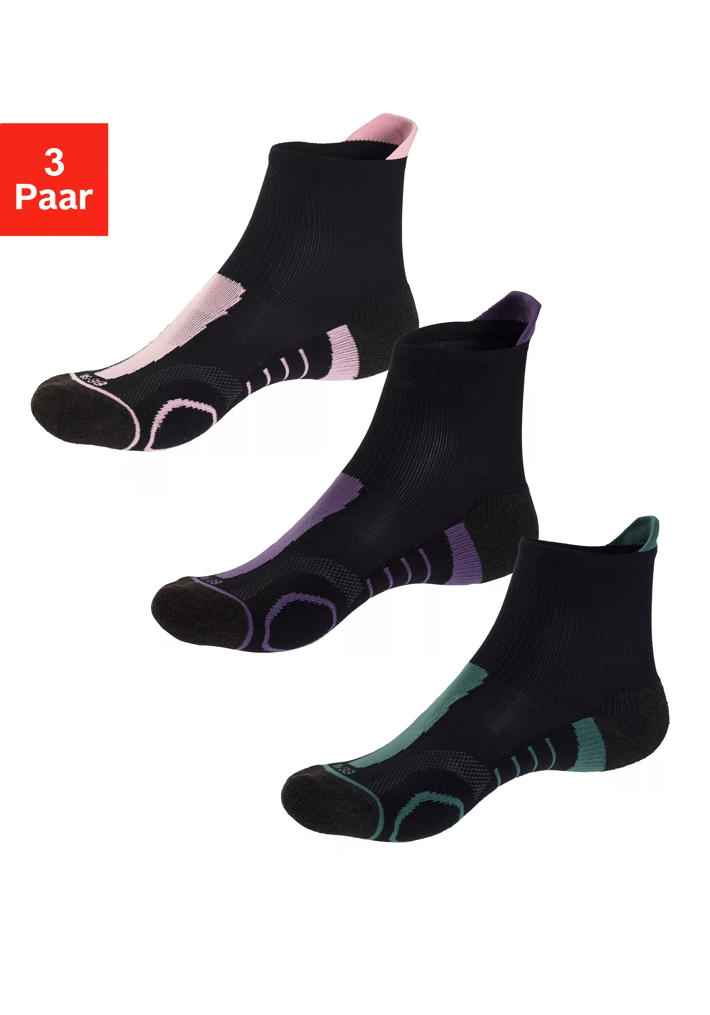 LASCANA ACTIVE Wandersocken, (Packung, 3 Paar), mit verstärkten Belastungsz günstig online kaufen