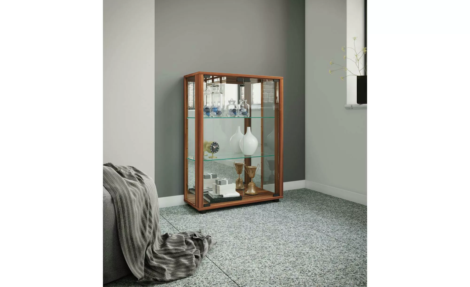 VCM Holz Glas Vitrine Sammelvitrine Glasvitrine Schaukasten Standvitrine Si günstig online kaufen