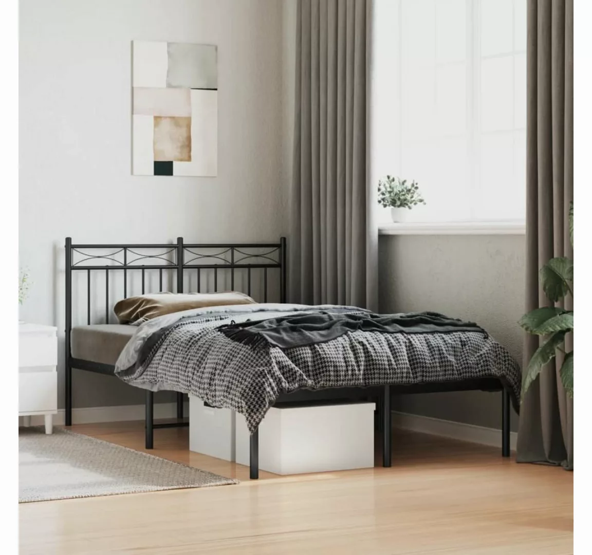 furnicato Bett Bettgestell mit Kopfteil Metall Schwarz 120x200 cm günstig online kaufen