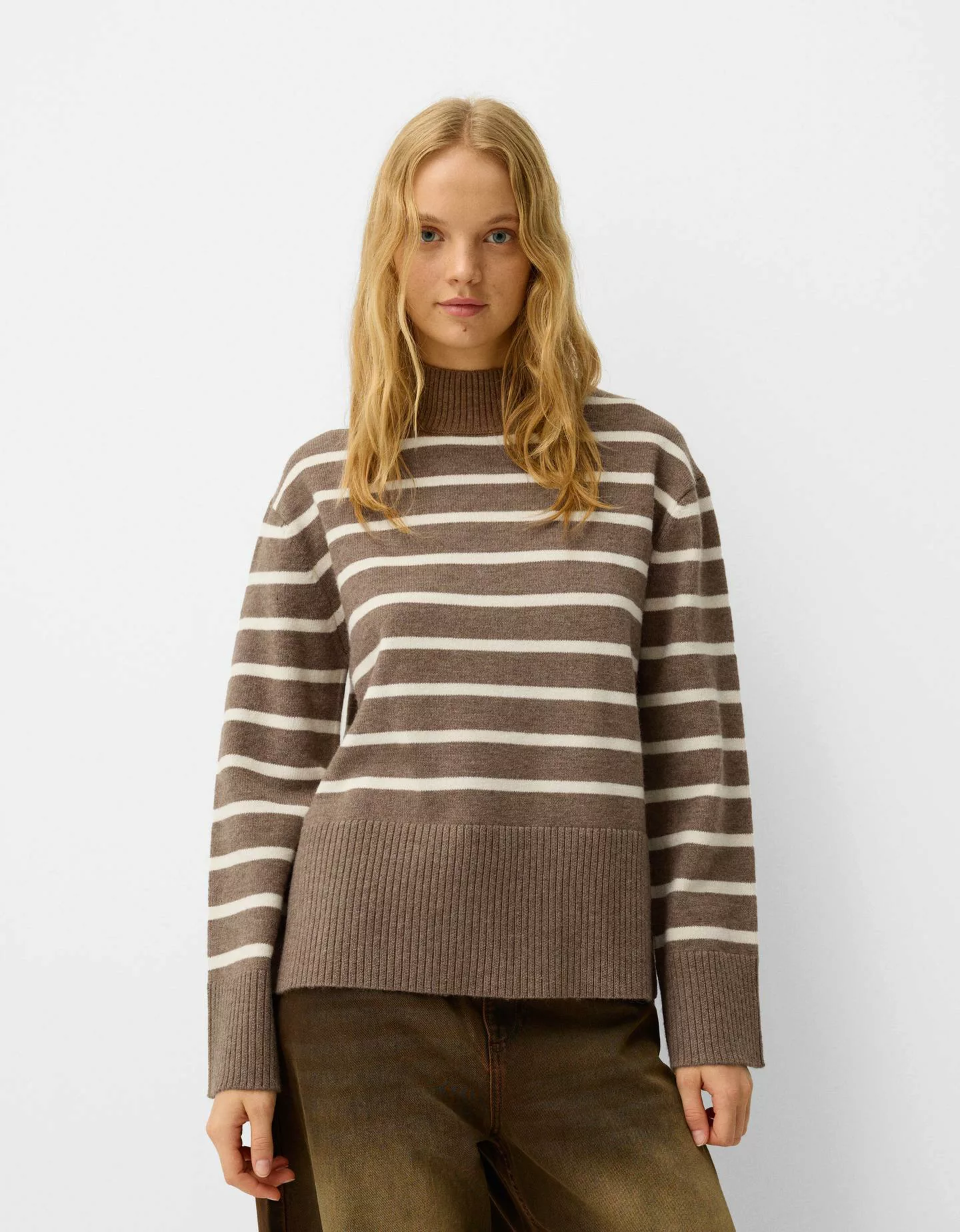 Bershka Rollkragenpullover Damen M Braun günstig online kaufen