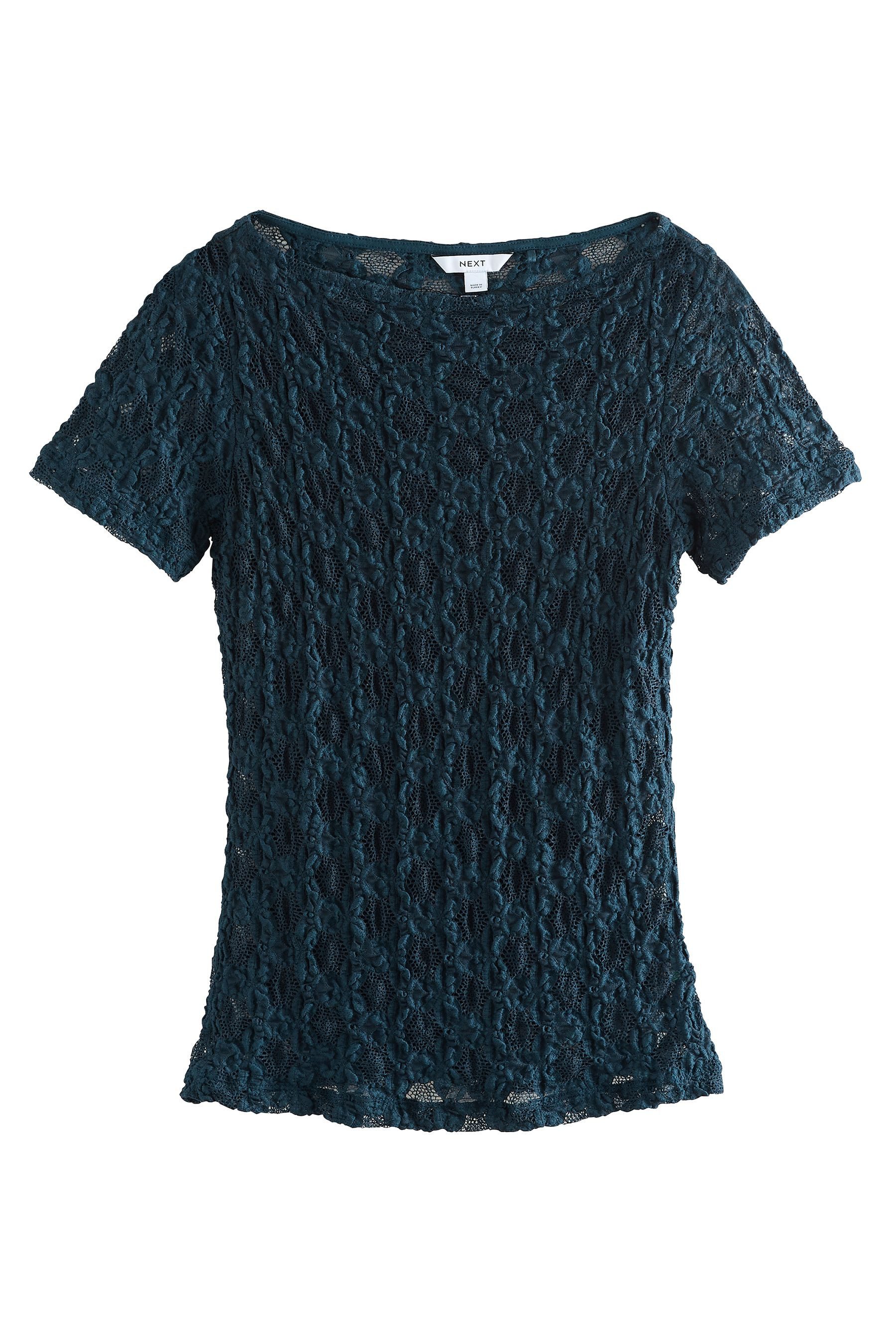 Next T-Shirt Kurzarm-T-Shirt mit Blumenspitze (1-tlg) günstig online kaufen
