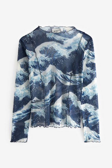 Next Blusenshirt Lizenziertes Oberteil mit Mesh, Great Wave Hokusai (1-tlg) günstig online kaufen