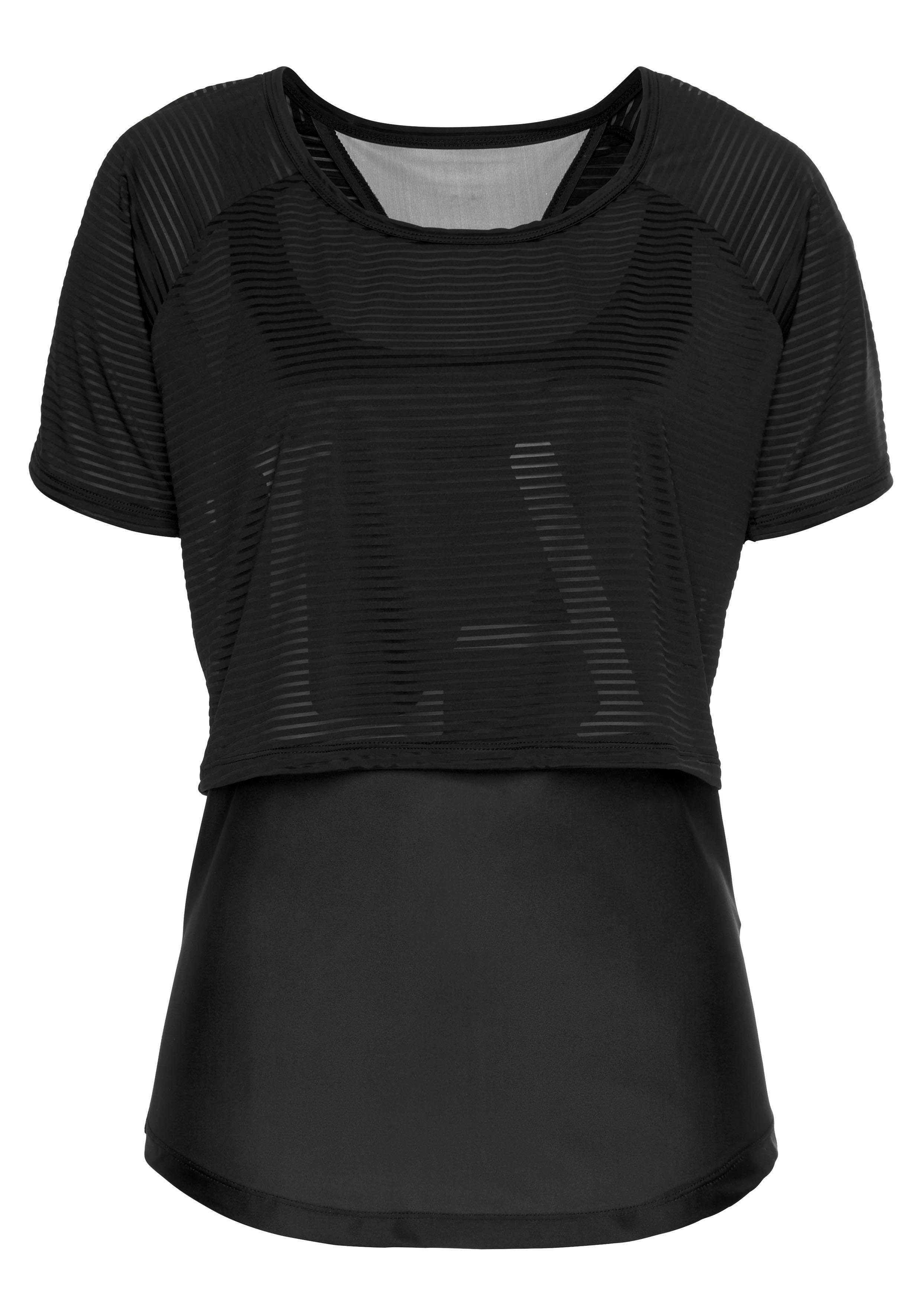 LASCANA ACTIVE Funktionsshirt "Digital Mauve", 2 in 1 T-Shirt im Layer-Desi günstig online kaufen