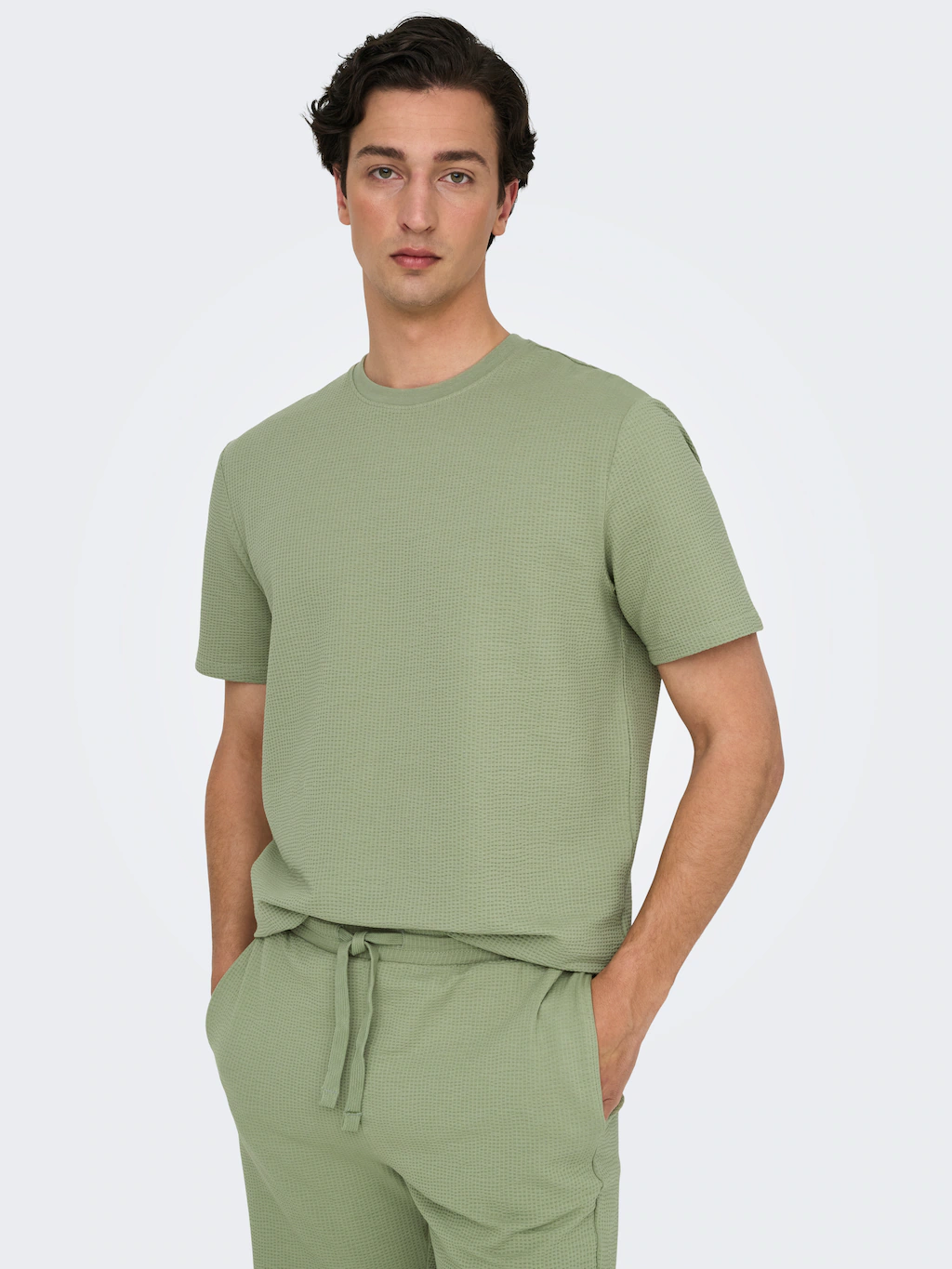 ONLY & SONS Rundhalsshirt "ONSKIAN LIFE REG SEERSUCKER SS TEE NOOS" günstig online kaufen
