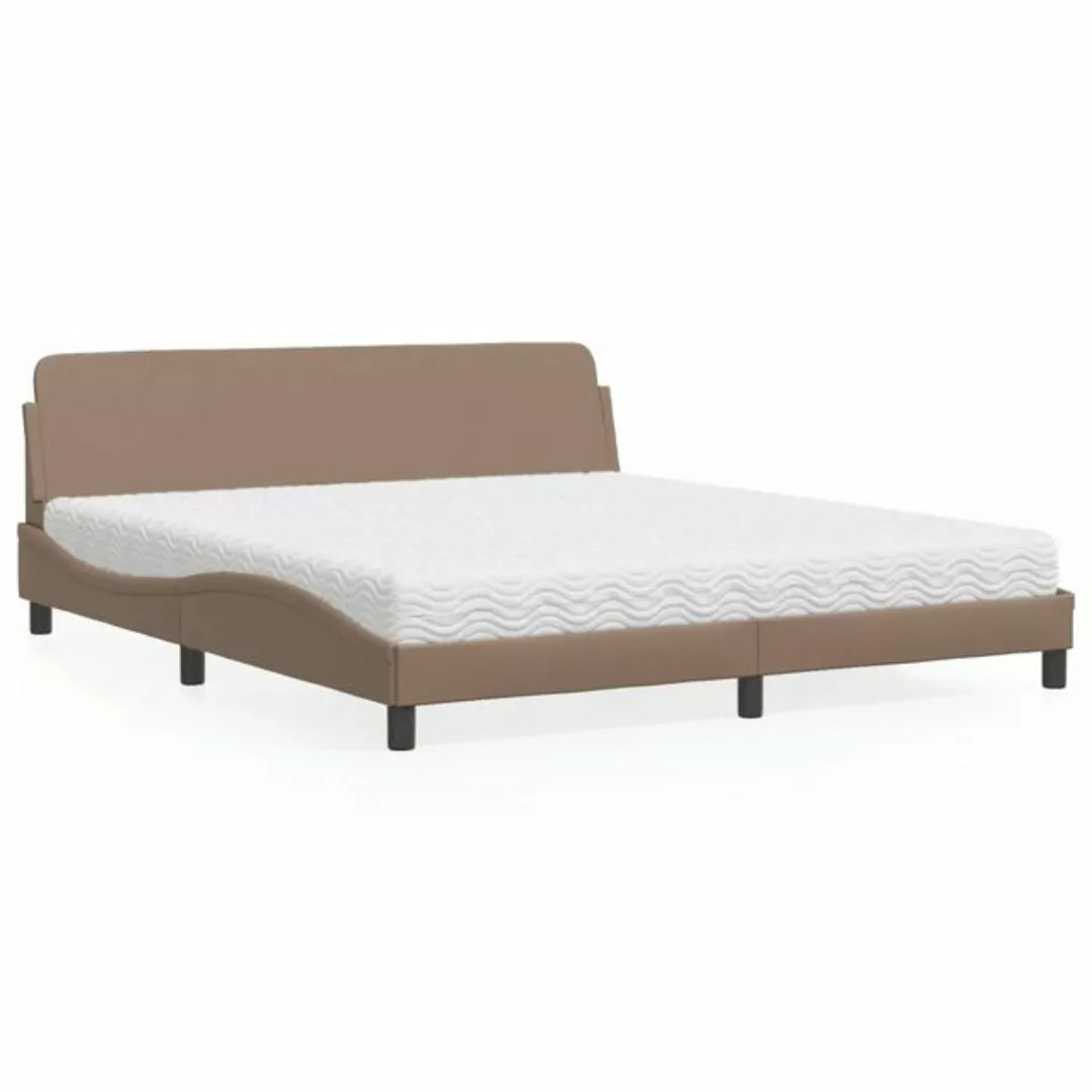 vidaXL Bett Bett mit Matratze Cappuccino-Braun 180x200 cm Kunstleder günstig online kaufen