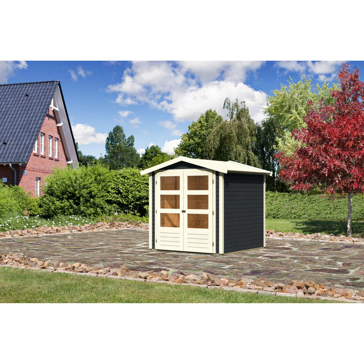 Karibu Gartenhaus/Gerätehaus Amberg 2 Anthrazit 186 cm x 186 cm günstig online kaufen