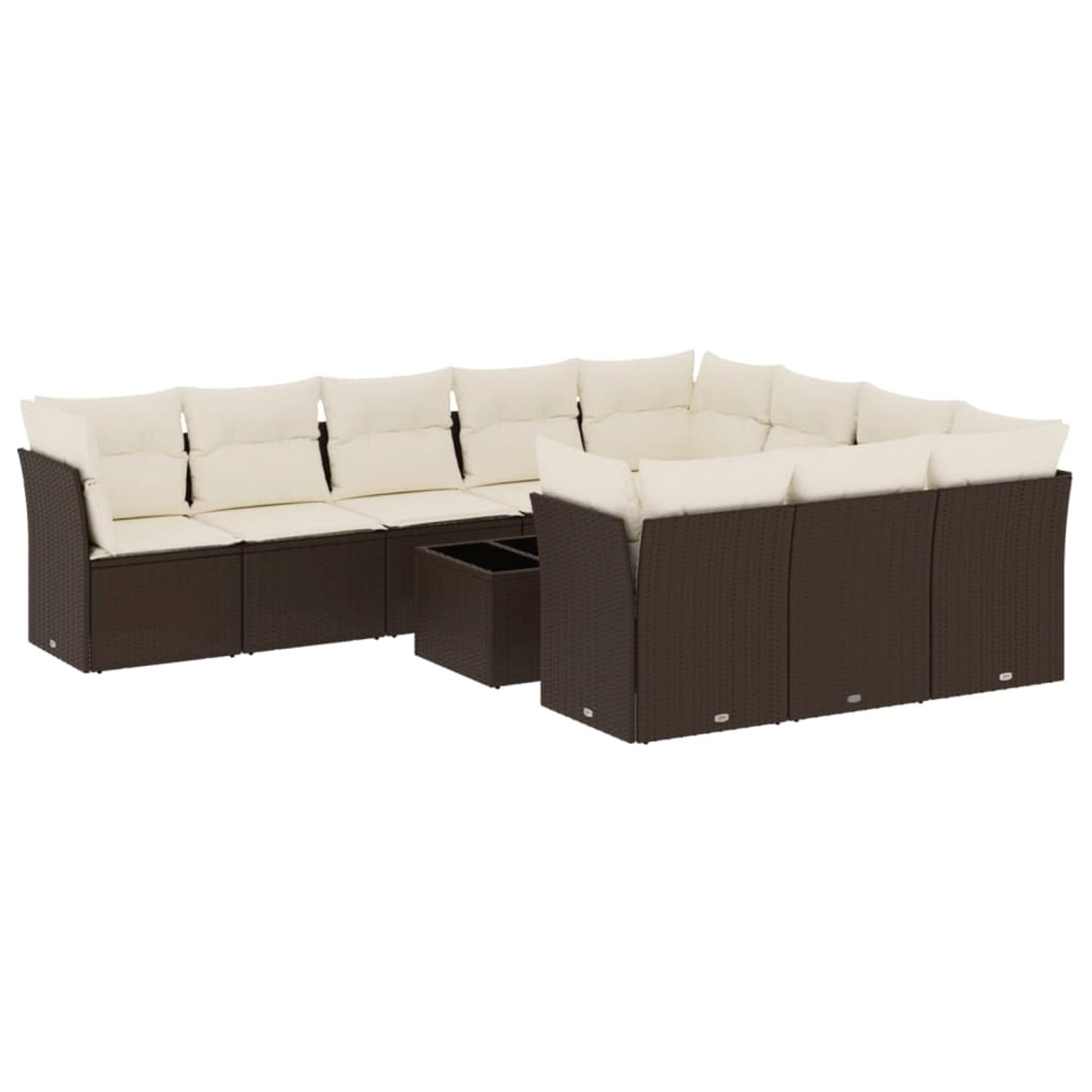 vidaXL 11-Tlg Garten-Sofagarnitur mit Kissen Braun Poly Rattan 3218233 günstig online kaufen