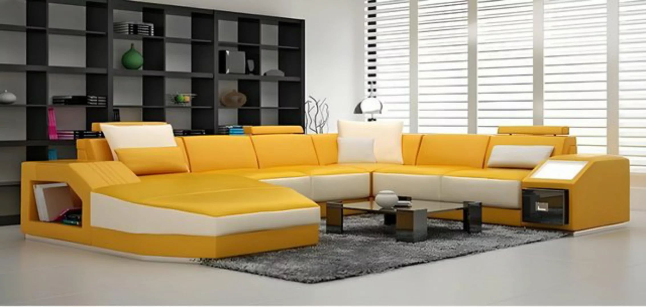 Xlmoebel Ecksofa Neues Ecksofa aus Leder mit Beleuchtung für das Wohnzimmer günstig online kaufen