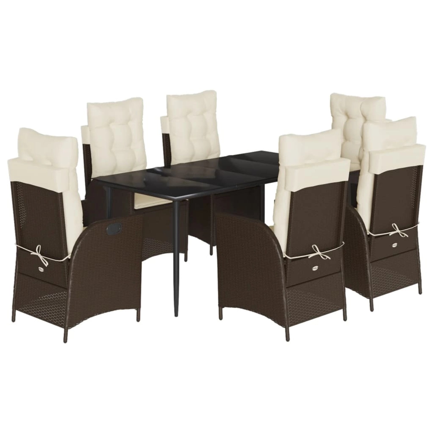 vidaXL 7-Tlg Garten-Essgruppe mit Kissen Braun Poly Rattan 3213200 günstig online kaufen