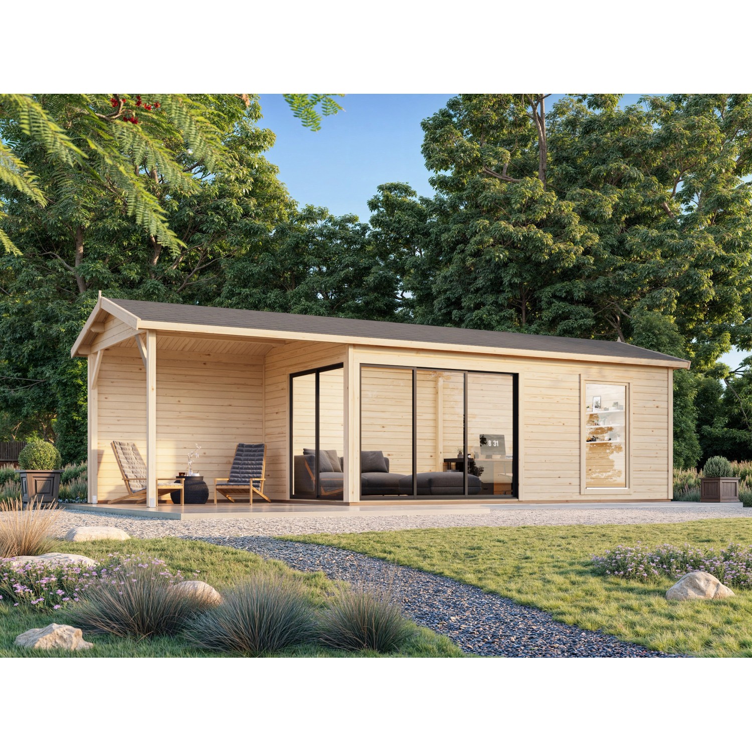 Palmako Gartenhaus Amanda Slide Plus 873 x 300 cm Grau FSC® günstig online kaufen