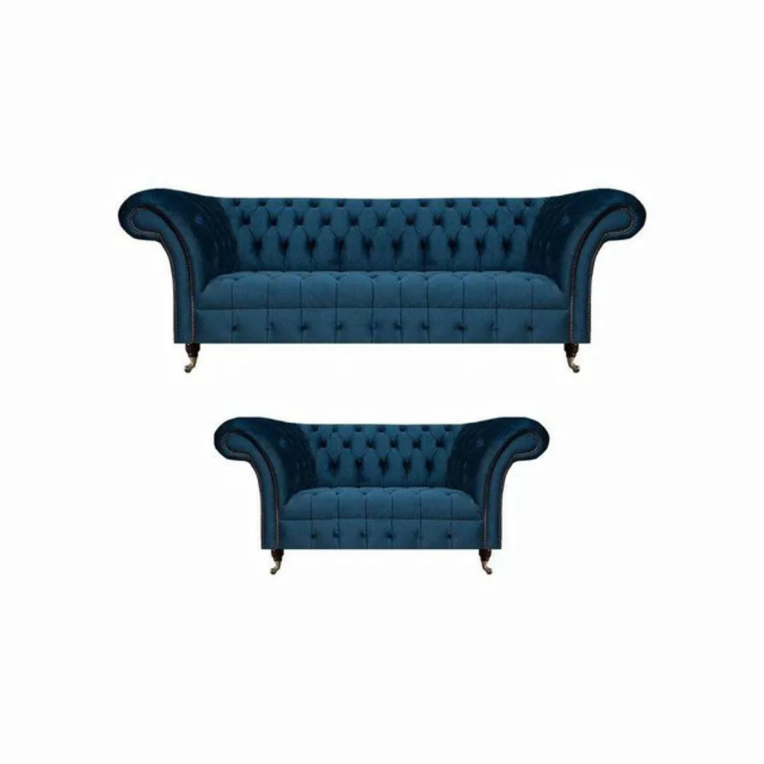 JVmoebel Chesterfield-Sofa Sitzmöbel Sofagarnitur 2x Sofas Set Chester Wohn günstig online kaufen