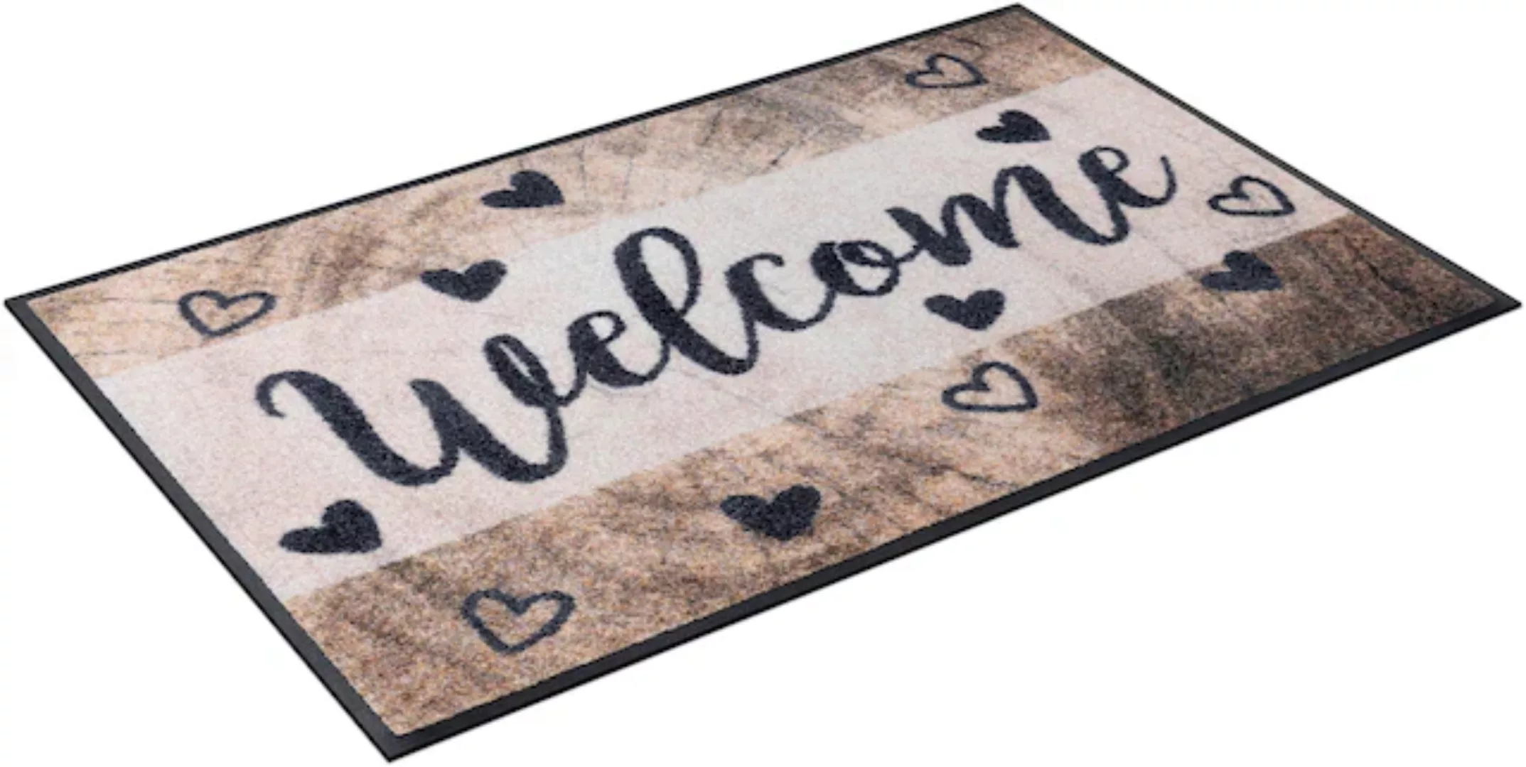 wash+dry by Kleen-Tex Fußmatte »Wooden Welcome«, rechteckig, Schmutzfangmat günstig online kaufen