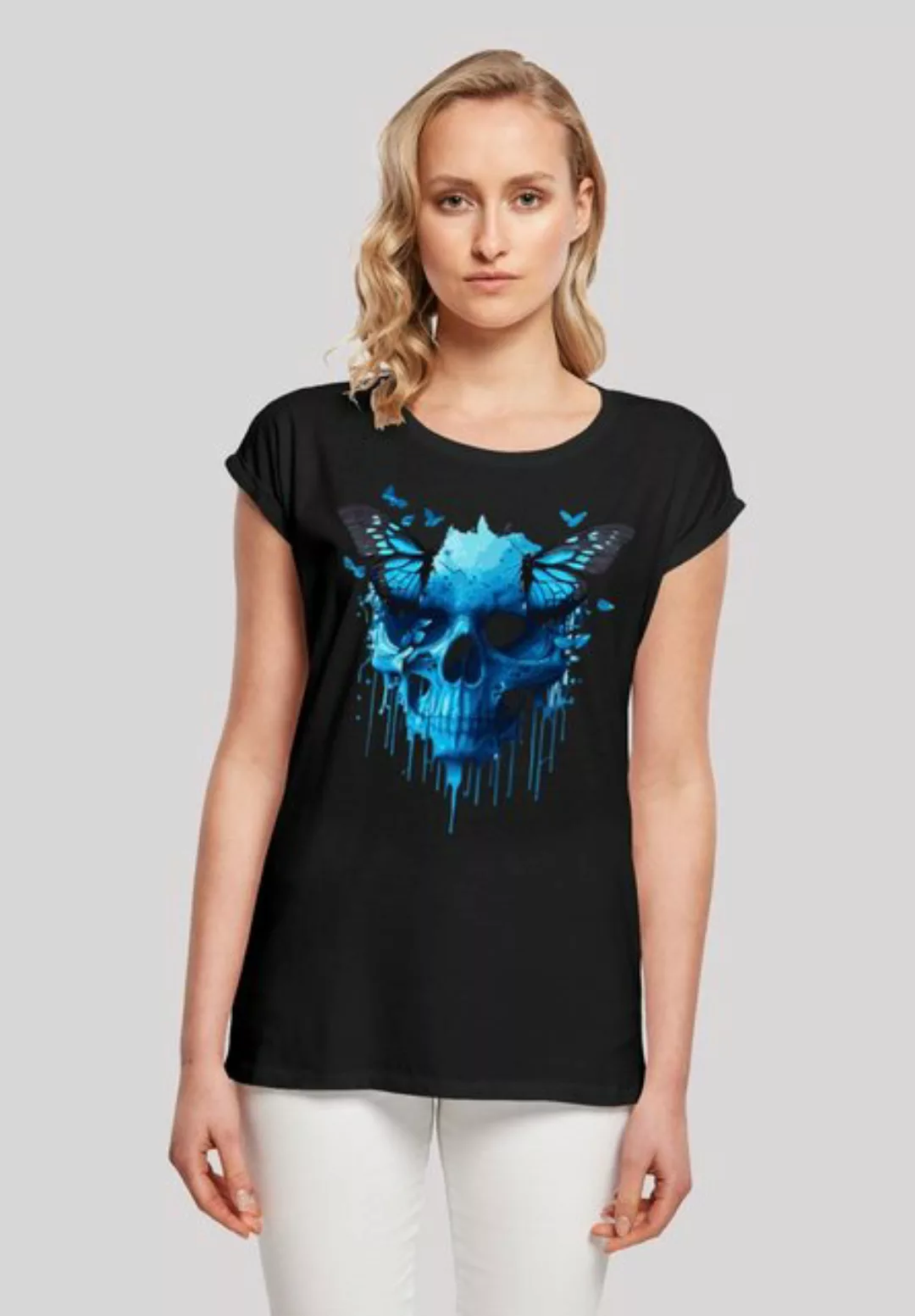F4NT4STIC T-Shirt Totenkopf mit Schmetterling Print günstig online kaufen