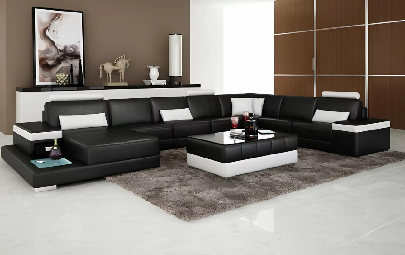 Xlmoebel Ecksofa Designer Ledersofa Wohnlandschaft mit Eckpolsterung, große günstig online kaufen