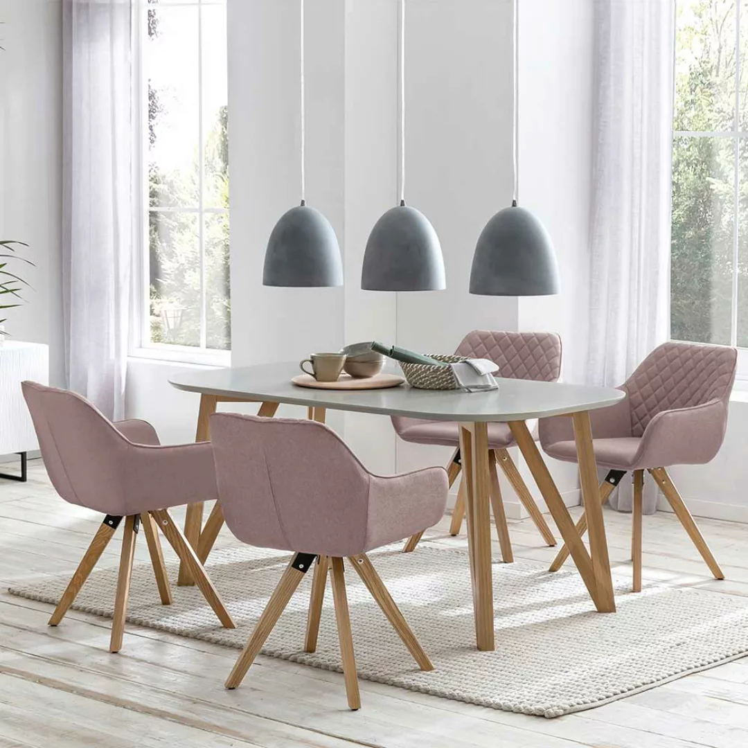 Esszimmer Sitzgruppe im Skandi Design vier Stühle (fünfteilig) günstig online kaufen