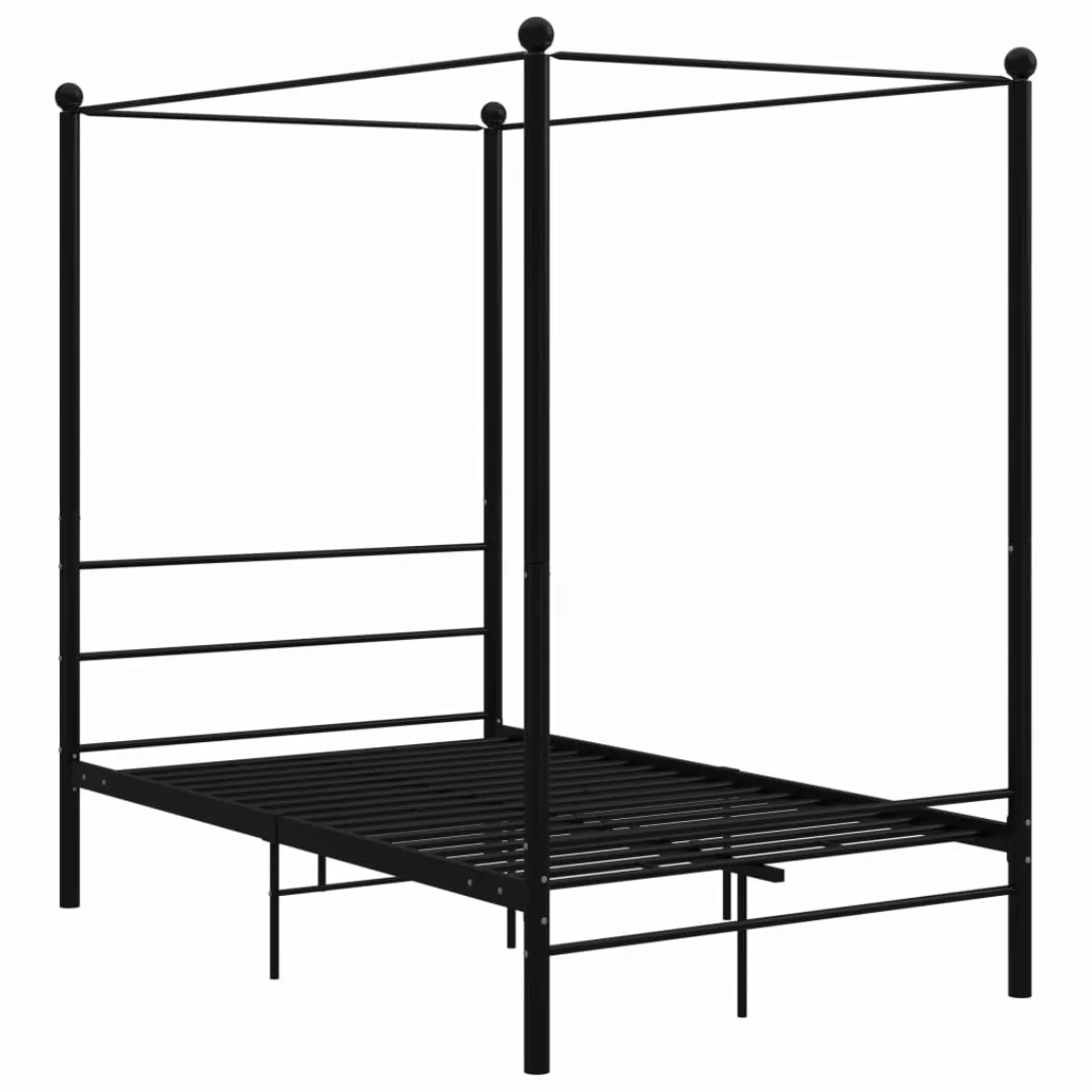 vidaXL Bettgestell Himmelbett Schwarz Metall 140x200 cm Bett Bettgestell günstig online kaufen