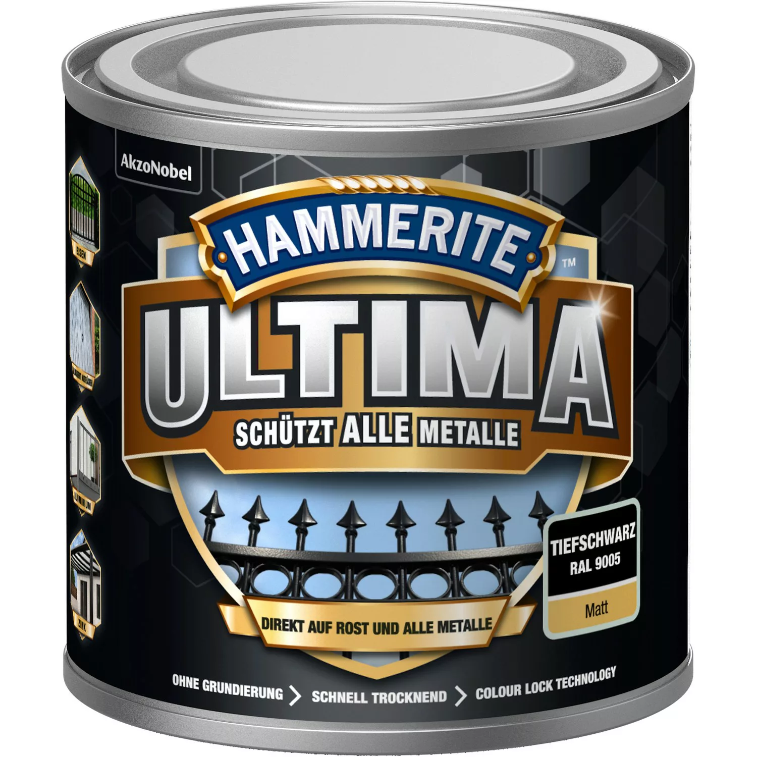 Hammerite Ultima Premium Metall-Schutzlack matt Tiefschwarz 250 ml günstig online kaufen