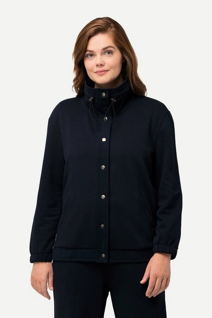 Ulla Popken Kurzjacke Sweatjacke Stehkragen Druckknöpfe Biobaumwolle günstig online kaufen