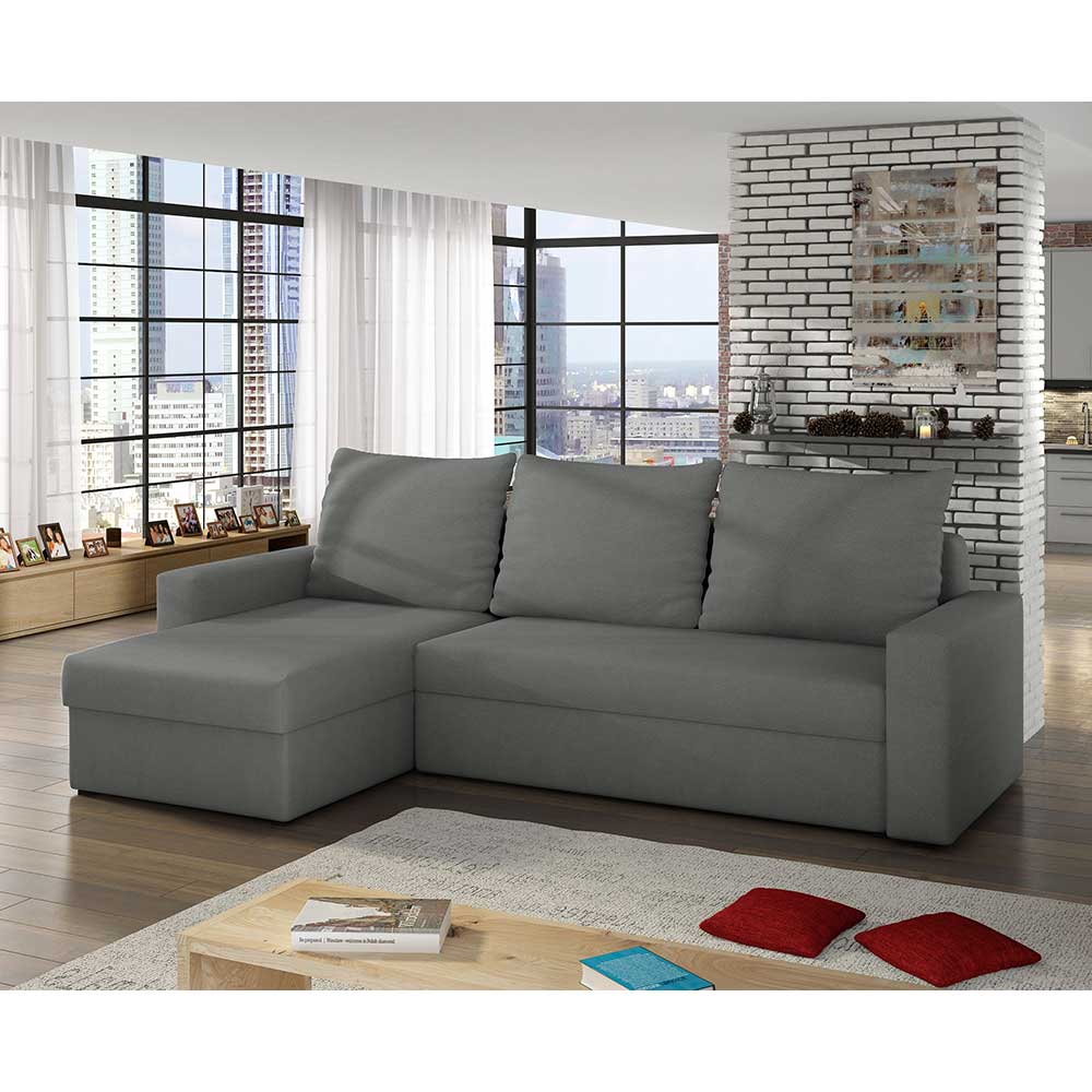 Sofa Schlafsofa in Grau aus Velours günstig online kaufen