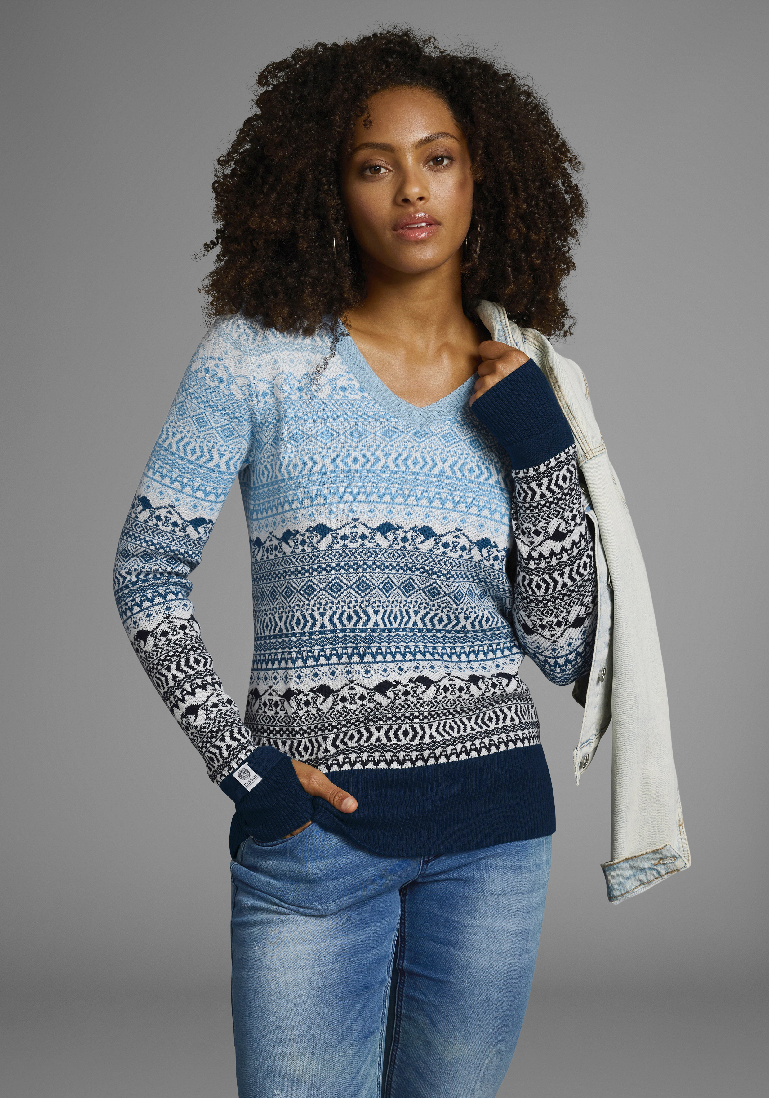 KangaROOS Jacquardpullover, im Norweger-Muster mit kleinen Kängurus günstig online kaufen