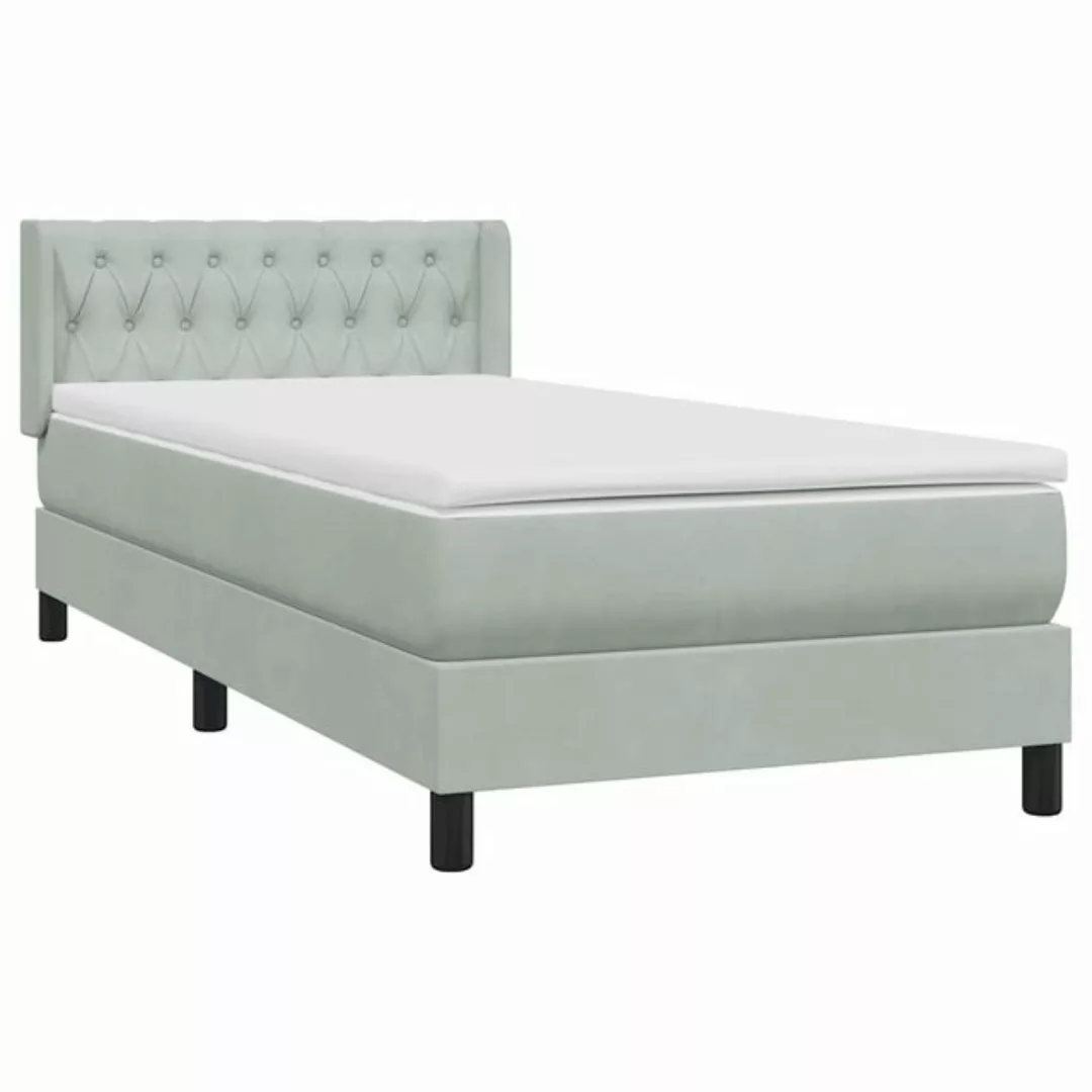 vidaXL Bett Boxspringbett mit Matratze Hellgrau 90x220 cm Samt günstig online kaufen