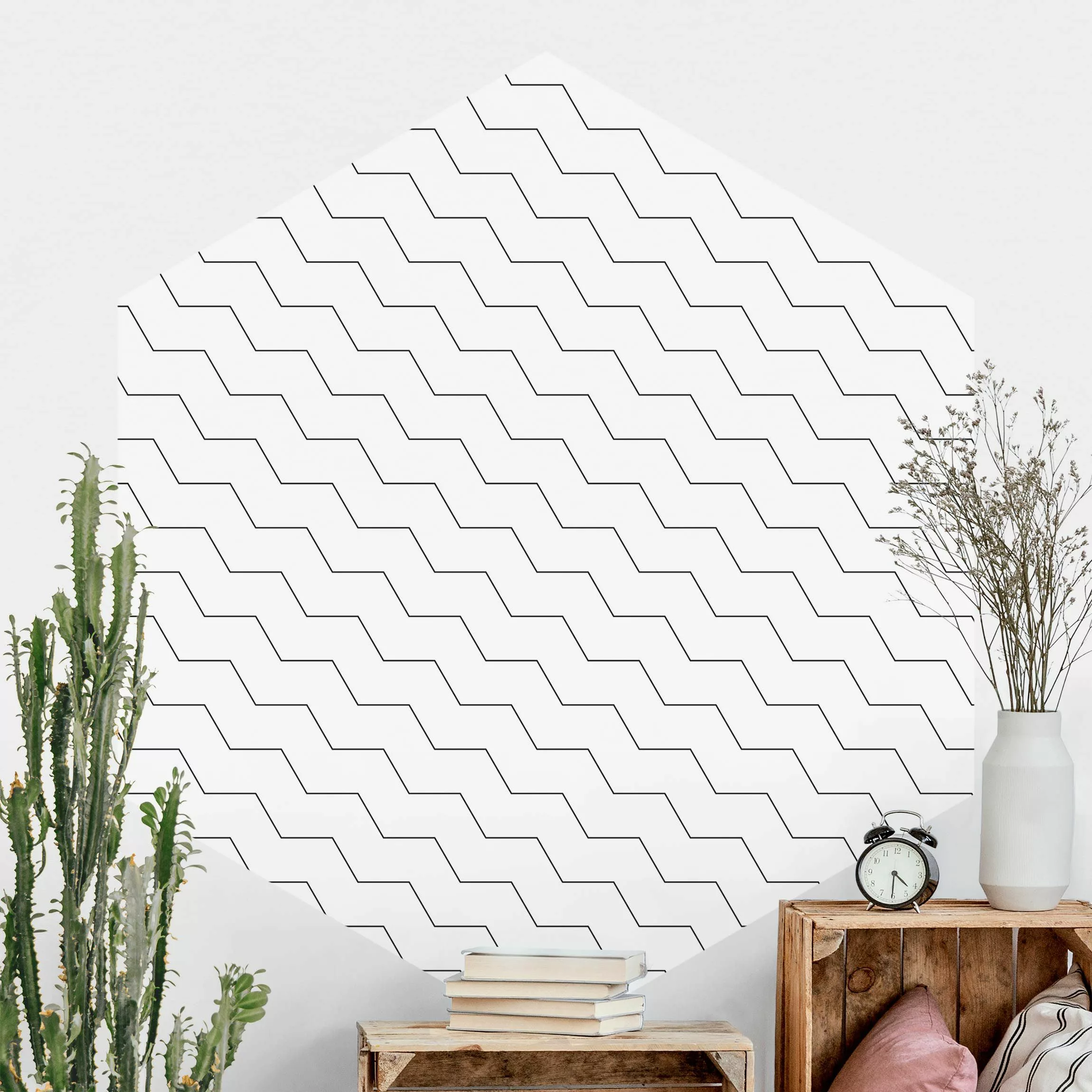 Hexagon Mustertapete selbstklebend Zick Zack Geometrie Muster günstig online kaufen