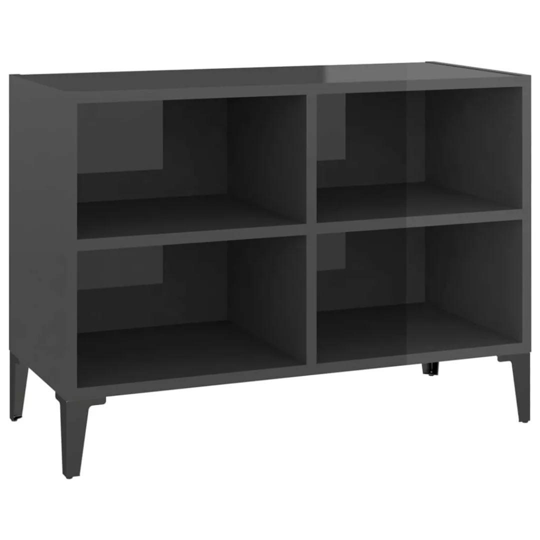 vidaXL TV-Schrank TV-Schrank mit Metallbeinen Hochglanz-Grau 69,5x30x50cm L günstig online kaufen