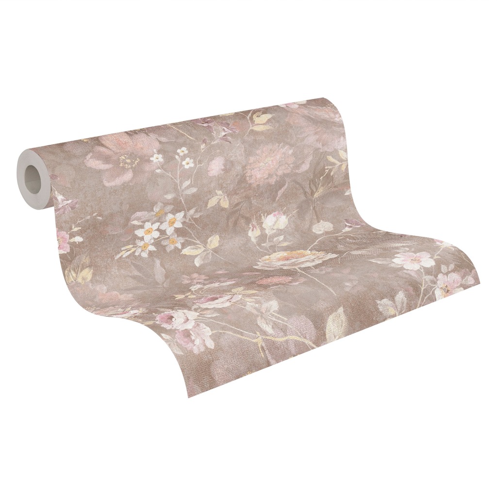 Bricoflor Vintage Tapete mit Blumen Beige Bunt Landhaus Vliestapete Romanti günstig online kaufen