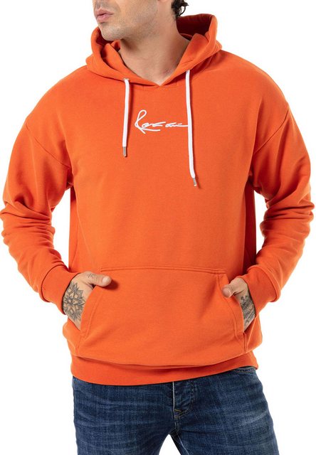 RedBridge Kapuzensweatshirt Herren Kapuzenpullover Orange S Bestickung günstig online kaufen