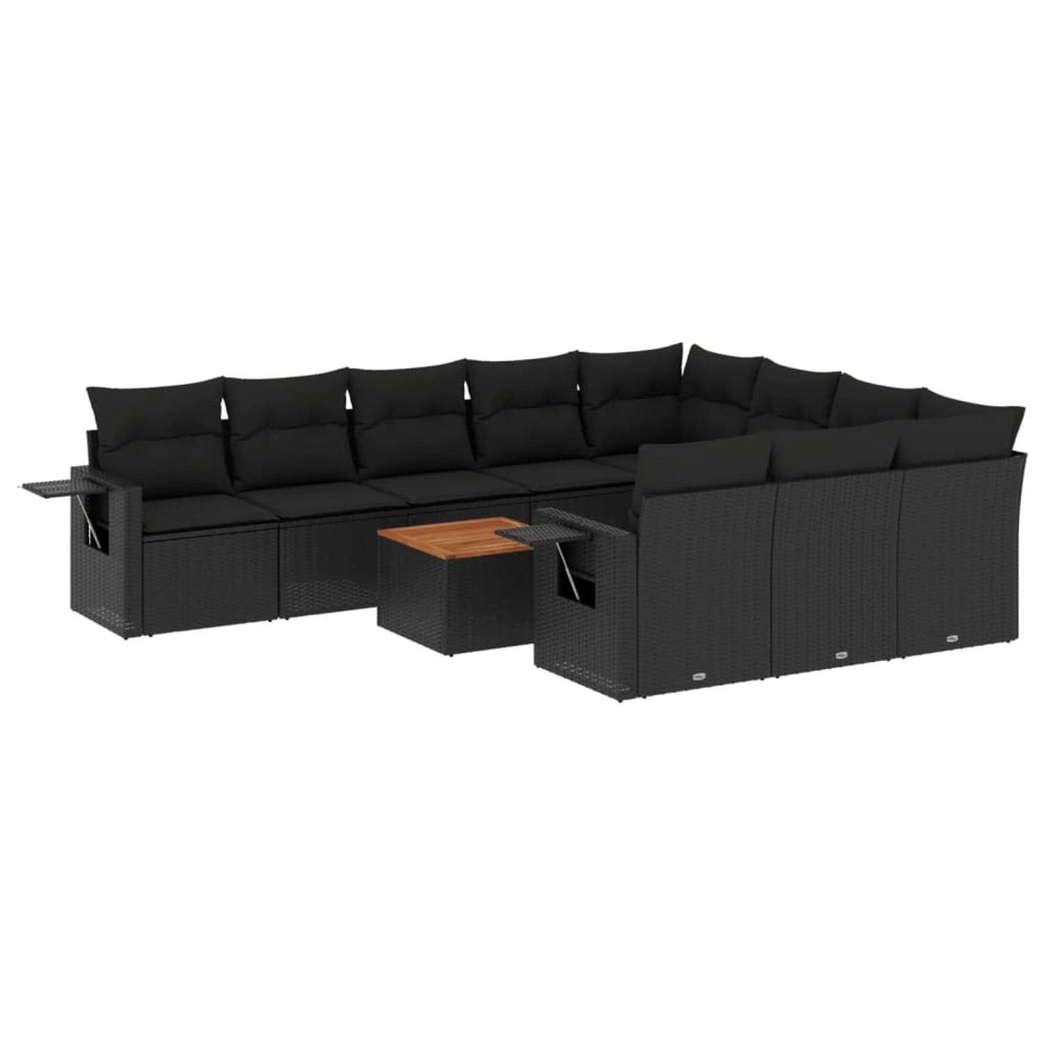 vidaXL 11-Tlg Garten-Sofagarnitur mit Kissen Schwarz Poly Rattan 3257070 günstig online kaufen