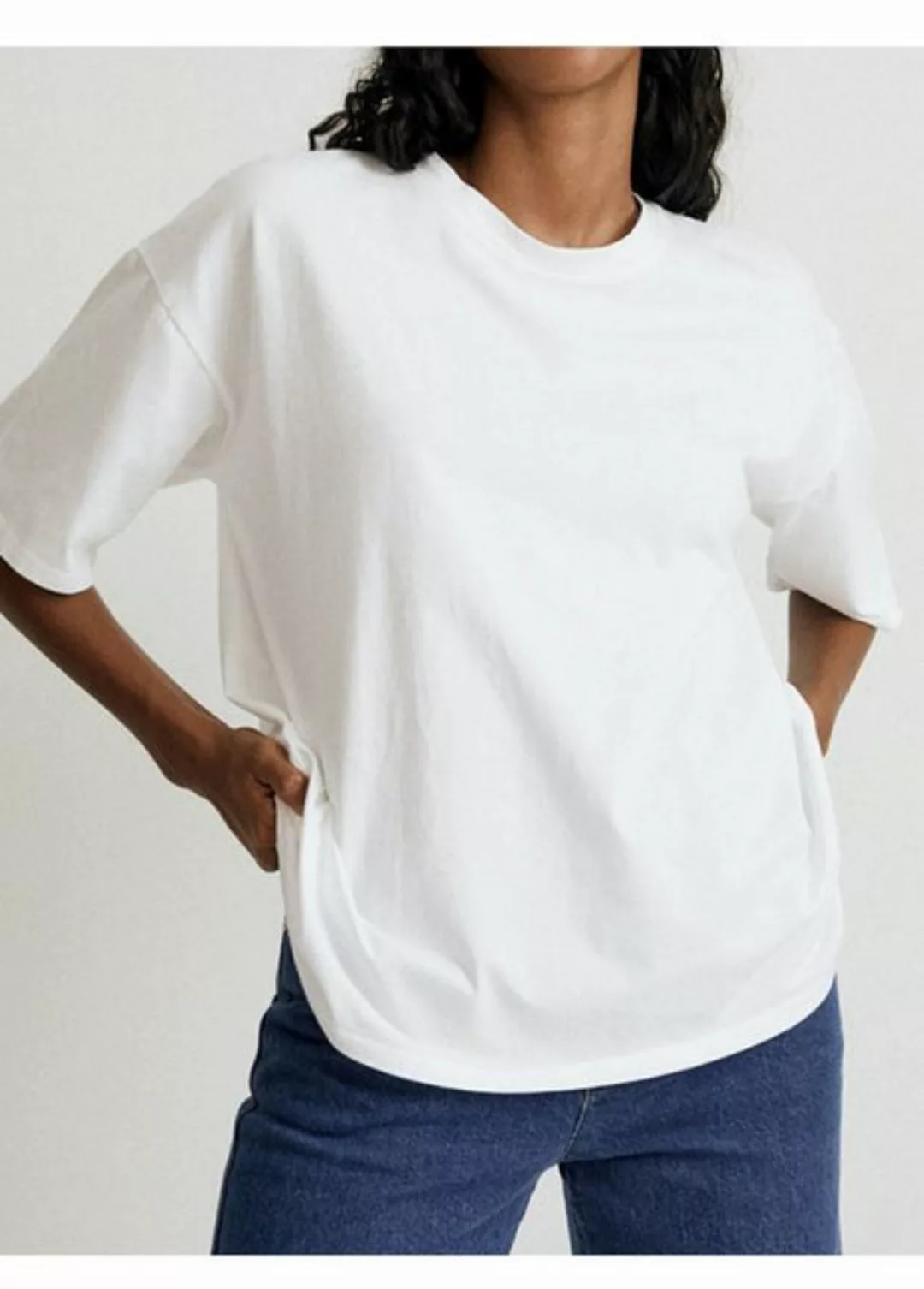 RUZU UG Blusentop Shirtbluse Rundhals-Kurzarm-T-Shirt Damen,Sommerpullover, günstig online kaufen