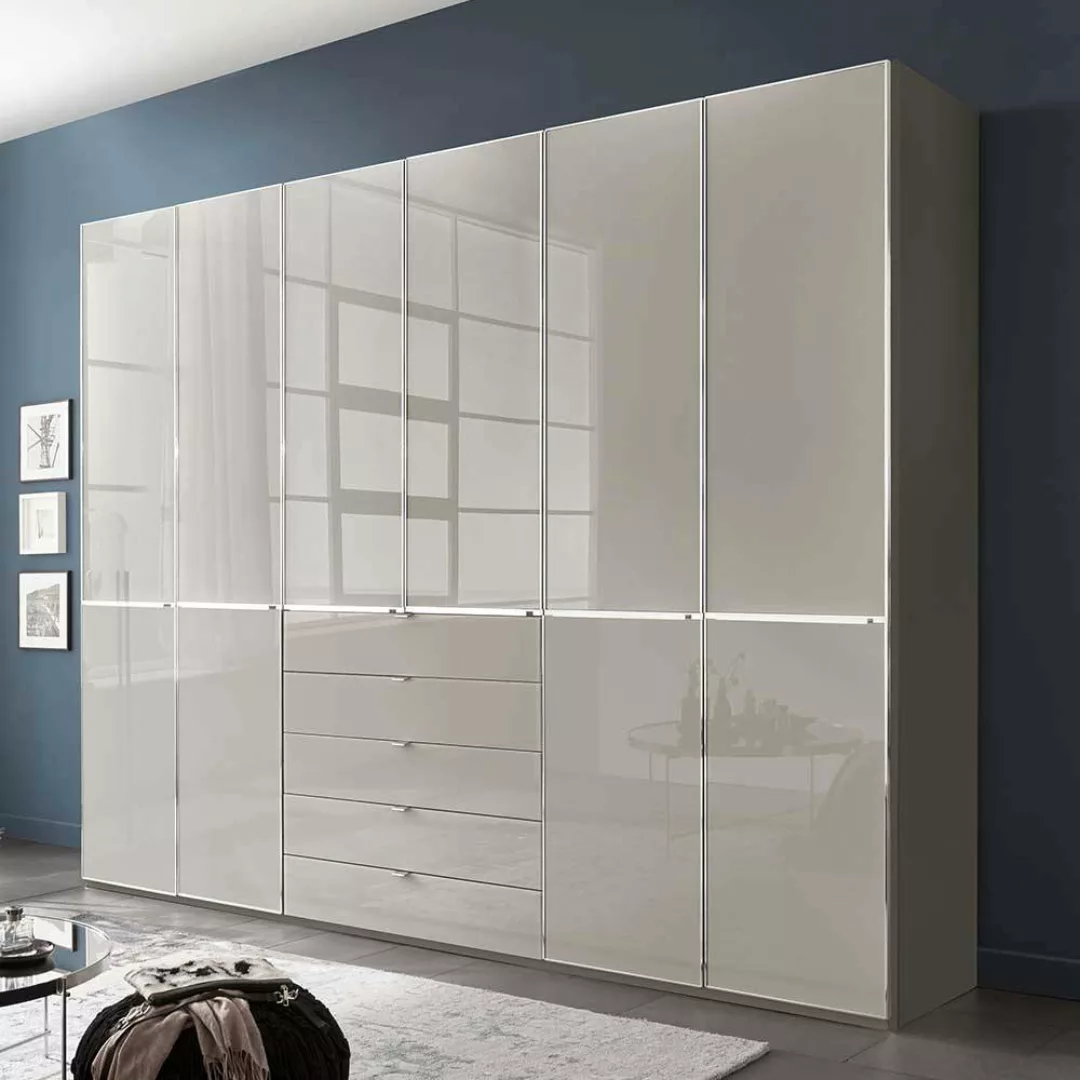 Schlafzimmerschrank XL Kleiderschrank Front glasbeschichtet mit fünf Schubl günstig online kaufen