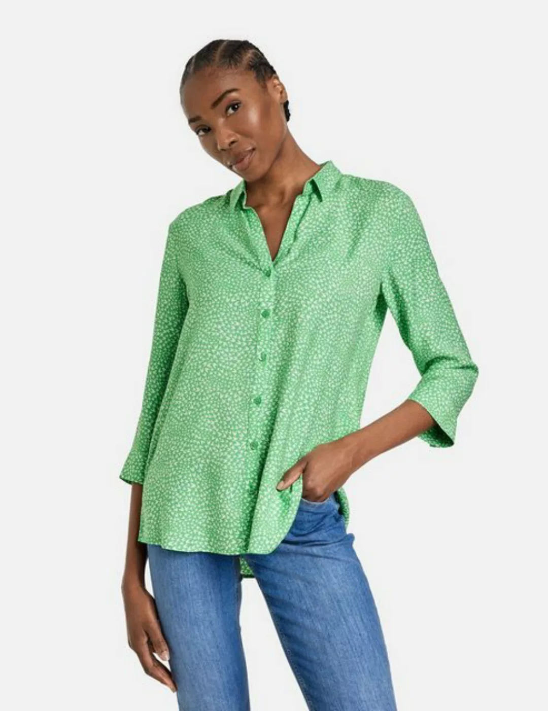 GERRY WEBER Klassische Bluse Gemusterte Bluse mit 3/4 Arm und verlängertem günstig online kaufen