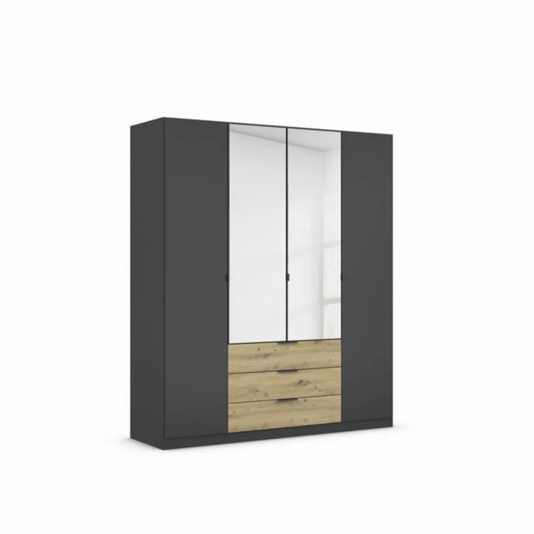 freiraum Drehtürenschrank Davoa in grau metallic / Eiche Artisan / Spiegel günstig online kaufen