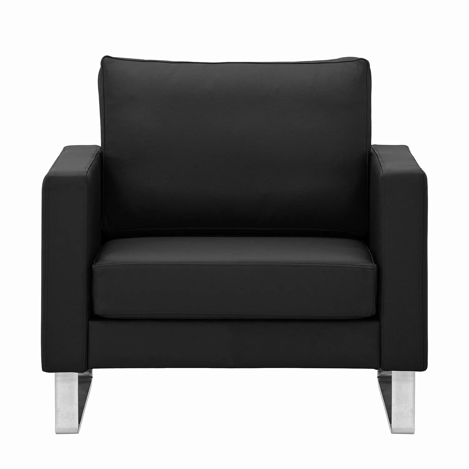 home24 Fredriks Sessel Portobello Schwarz Echtleder 82x75x85 cm (BxHxT) günstig online kaufen