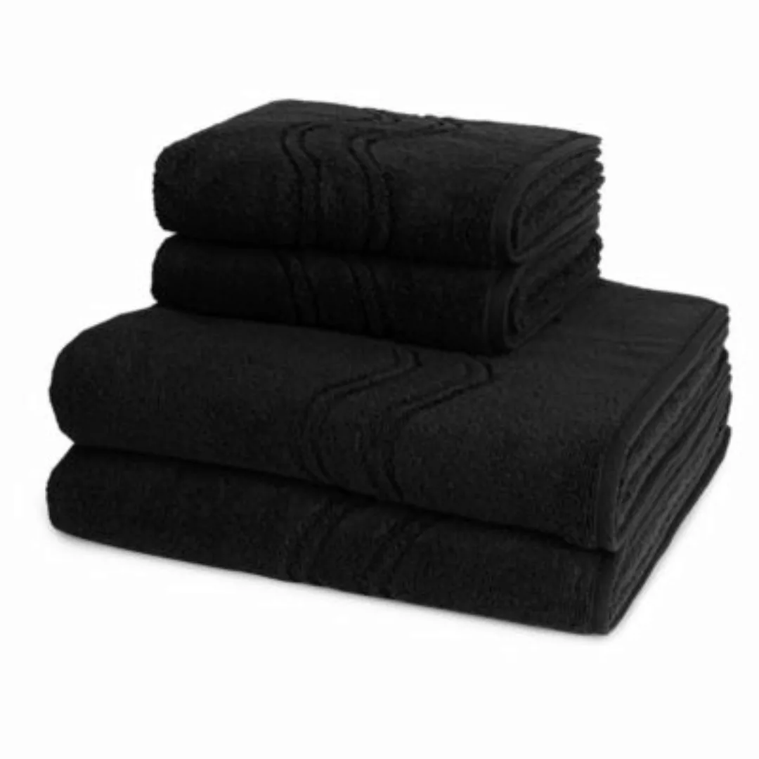 Ross 2 X Handtuch 2 X Duschtuch - im Set Cashmere feeling Handtücher schwar günstig online kaufen