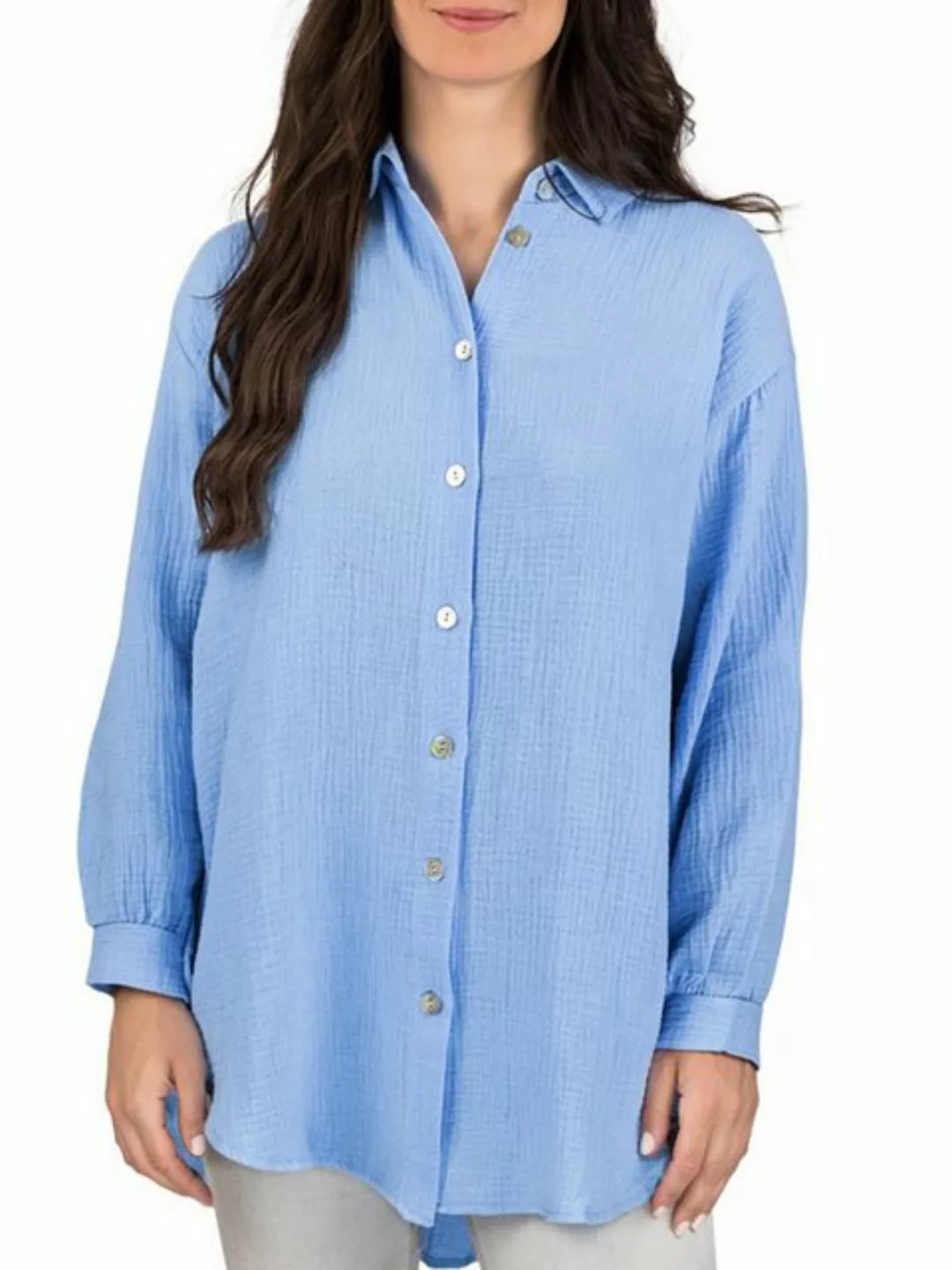 DENIMFY Bluse Damen DFMathilda Oversize Fit Musselin Bluse Hemd günstig online kaufen