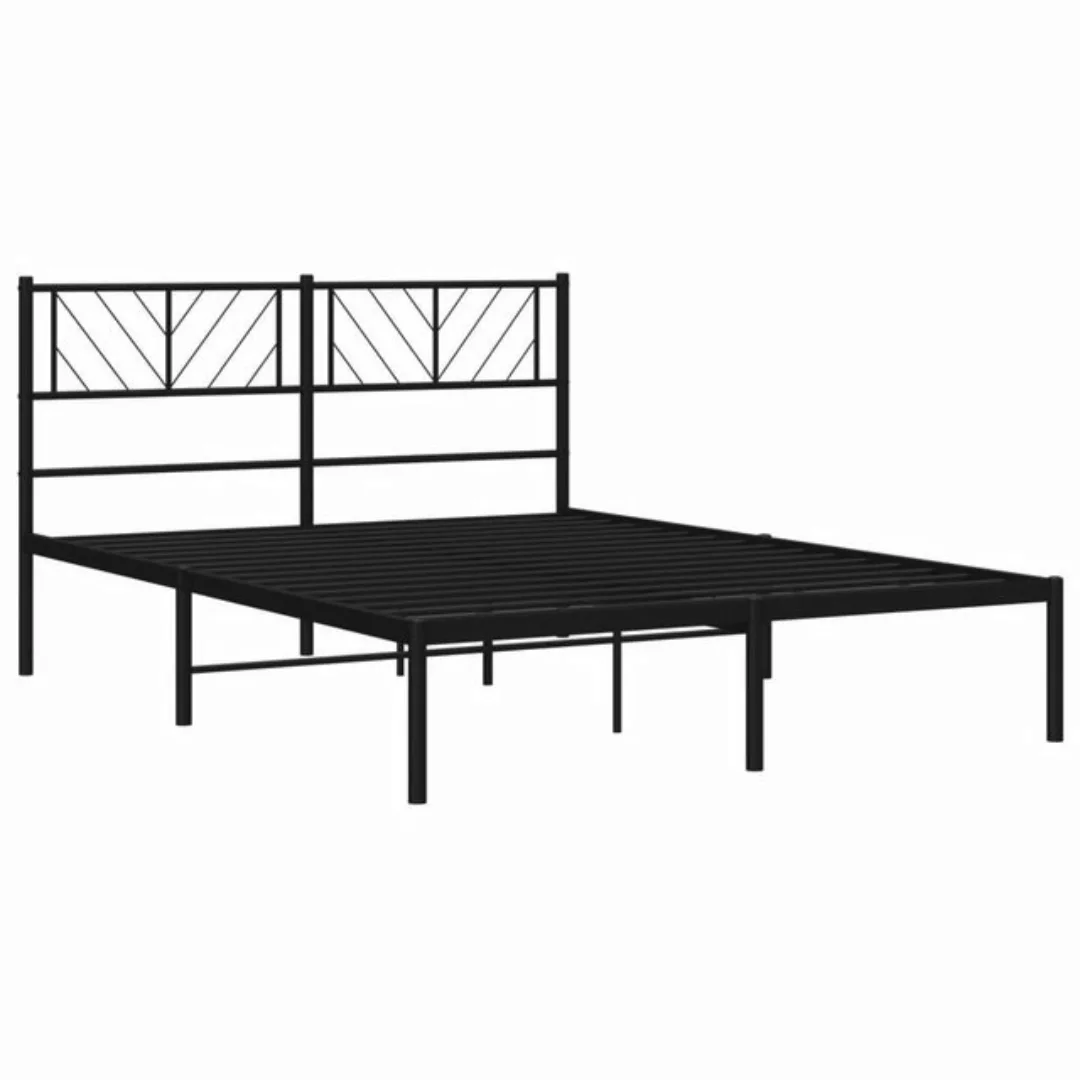 vidaXL Bettgestell Bettrahmen mit Kopfteil Metall Schwarz 140x190 cm Bett B günstig online kaufen