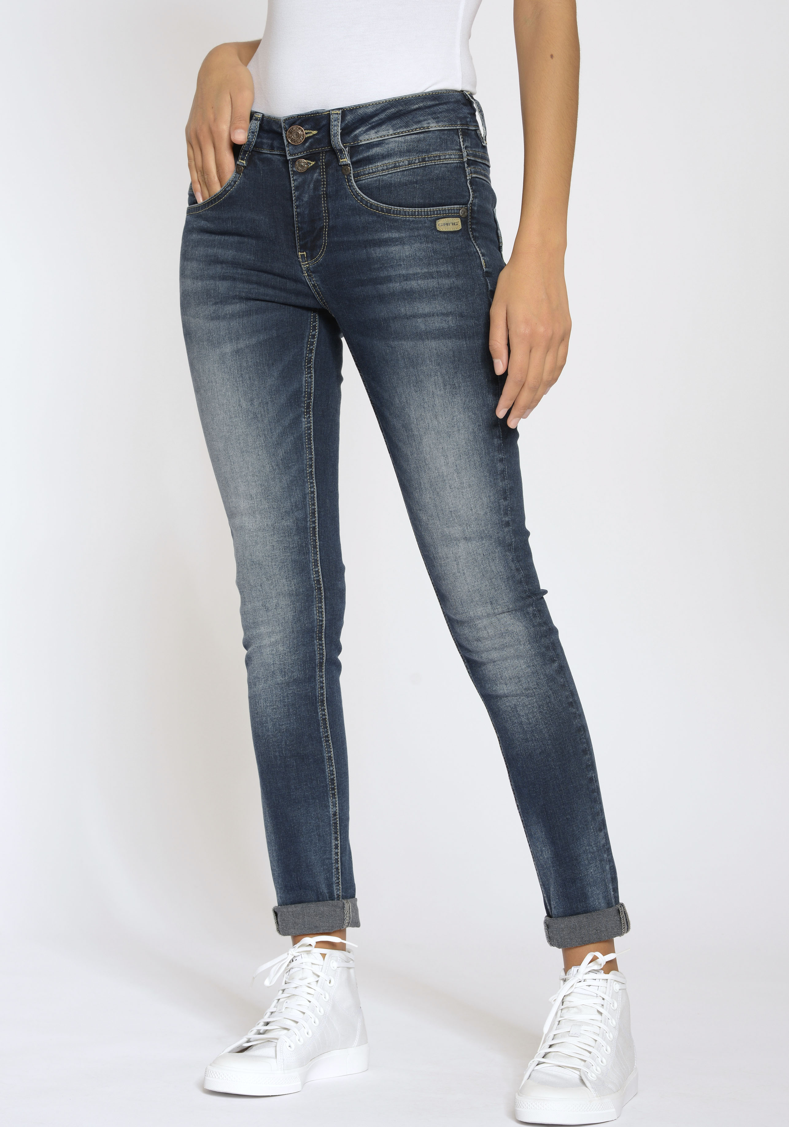 GANG Skinny-fit-Jeans 94MORA mit 3-Knopf-Verschluss und Passe vorne günstig online kaufen