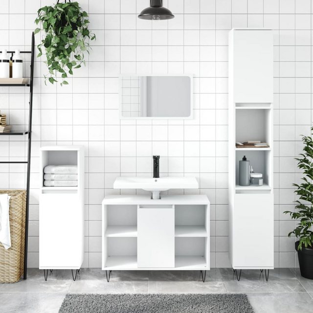 vidaXL Waschbeckenunterschrank Badschrank Weiß 80x33x60 cm Holzwerkstoff (1 günstig online kaufen