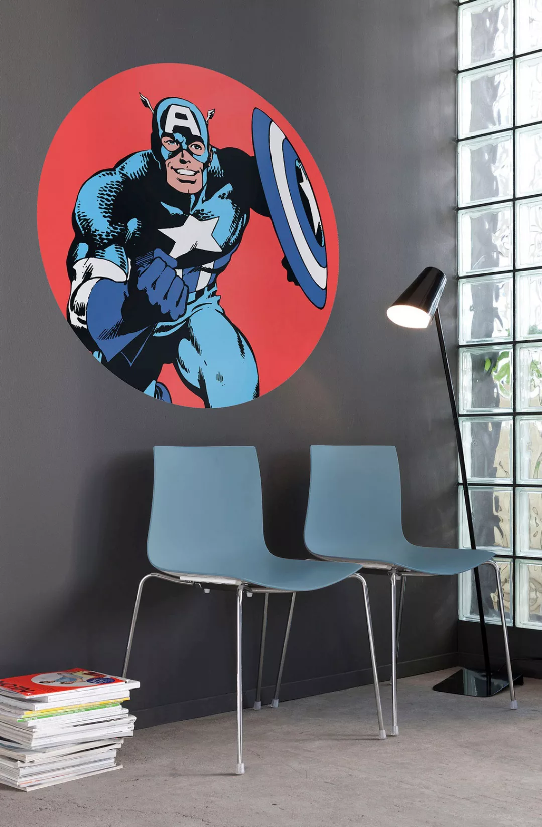 Komar Wandtattoo "Marvel PowerUp Captain America", (1 St.), 125x125 cm (Bre günstig online kaufen