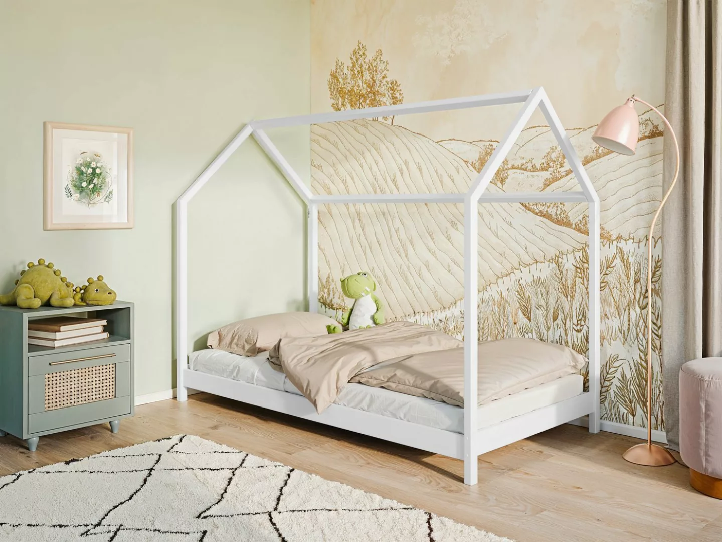 Deine Möbel 24 Hausbett Hausbett LAKI Weiß Kinderbett 80x160/80x180/90x200/ günstig online kaufen