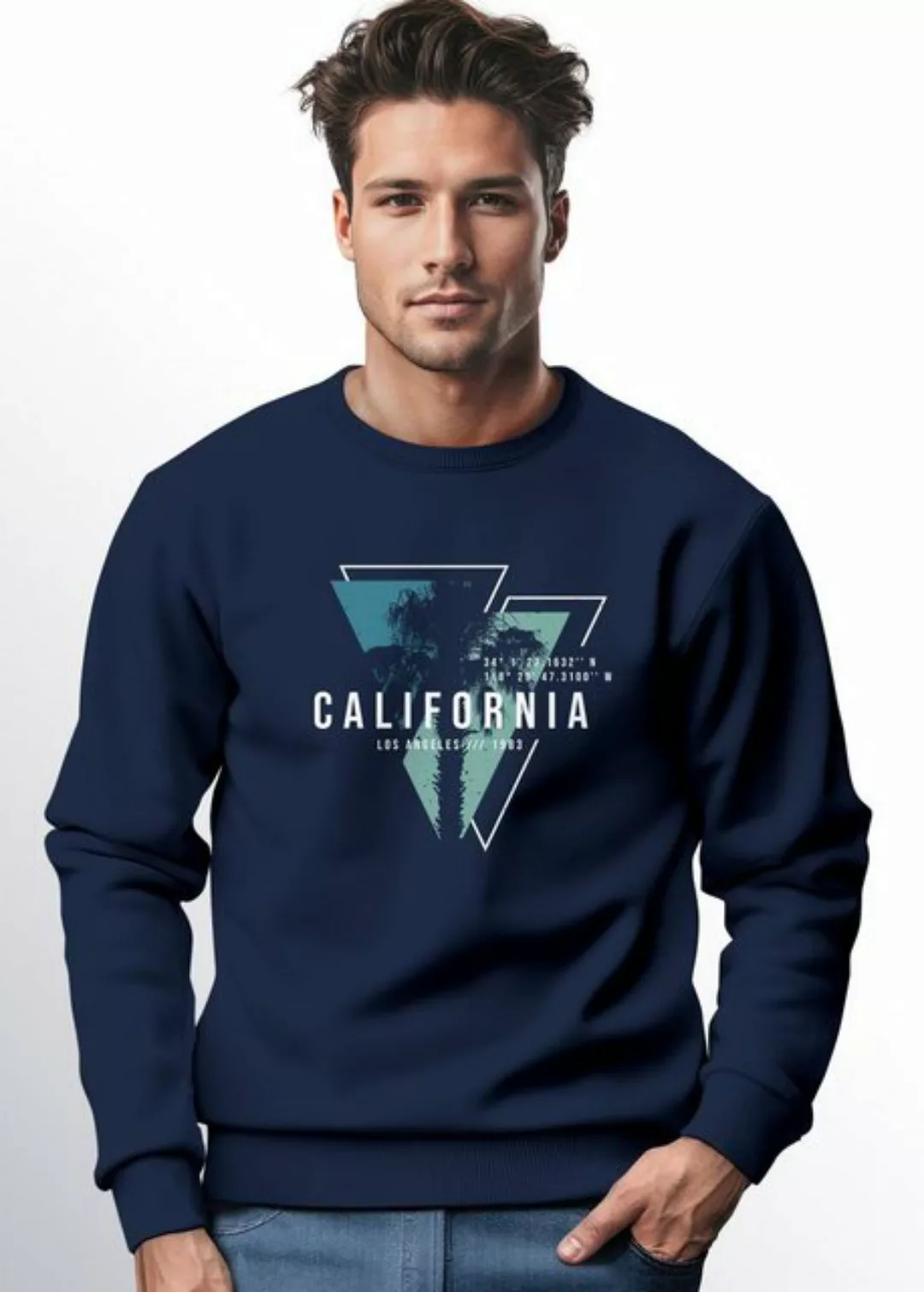 Neverless Sweatshirt Sweatshirt Herren Palmen Kalifornien Los Angeles USA R günstig online kaufen