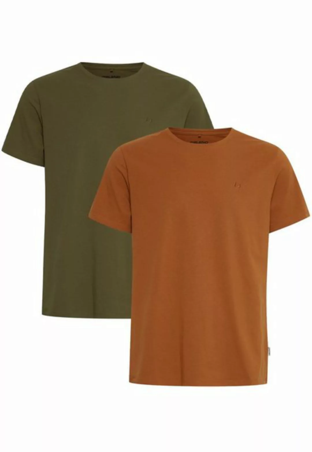 Blend T-Shirt Rundhals T-Shirt 2-er Stück Pack Basic Shirt 4817 in Braun-3 günstig online kaufen