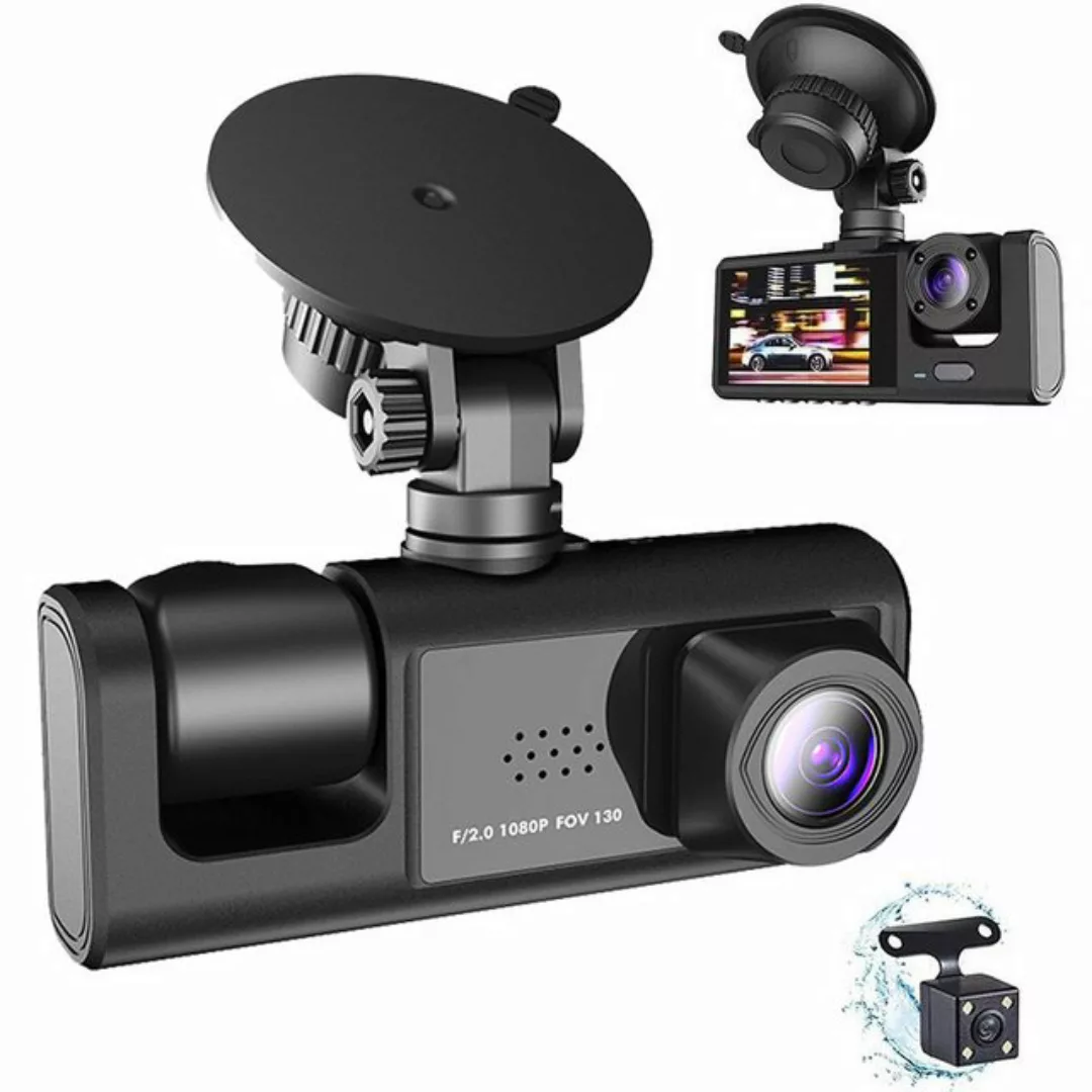 Jioson Dashcam Auto Vorne Hinten und Innen 3 in 1, Autokamera 3D-Kamera (in günstig online kaufen